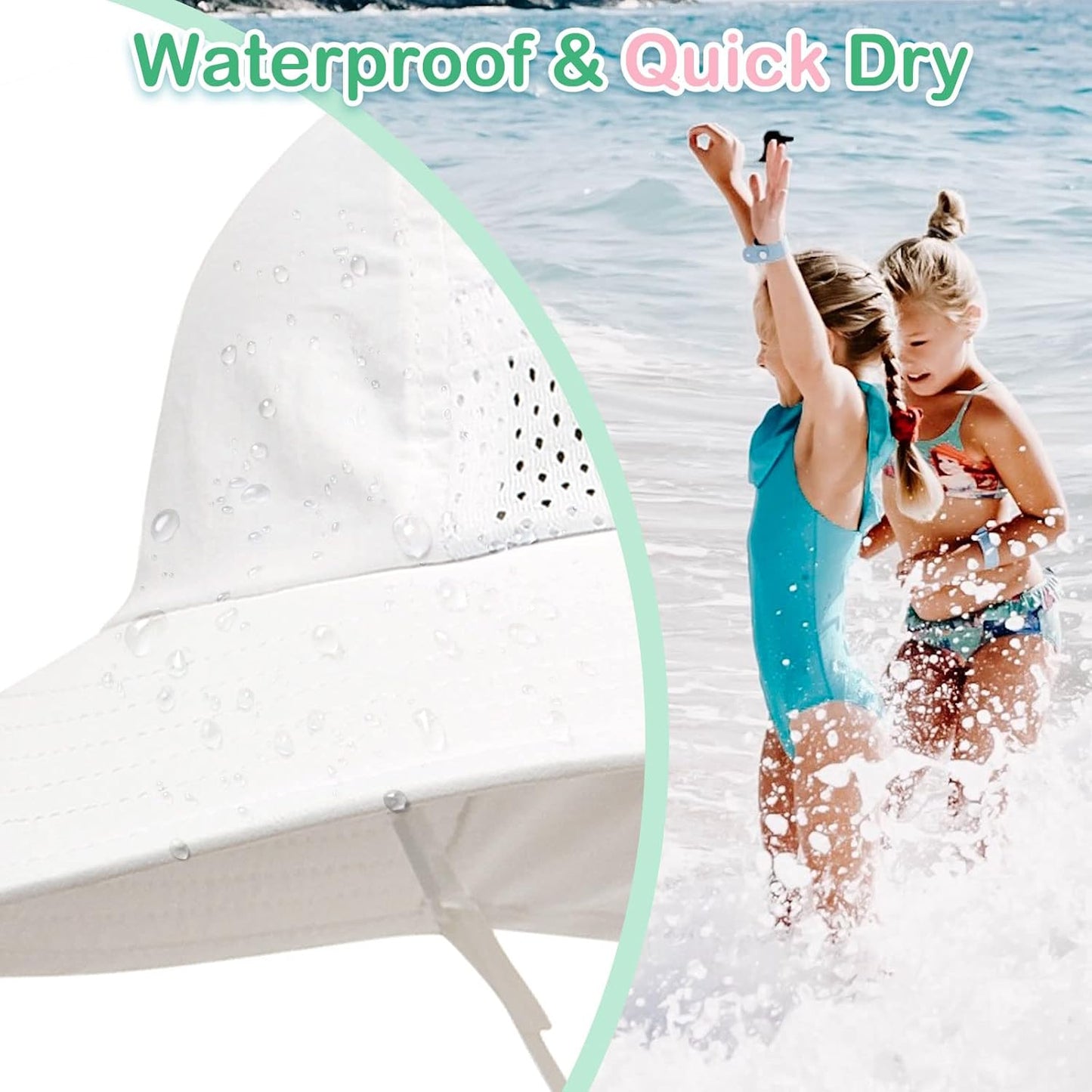 XIAOHAWANG Girls Sun Hat Baby Beach Hats Boys UPF 50+ Kids Summer Protection Cap Toddler Breathable Caps Wide Brim Neck Flap