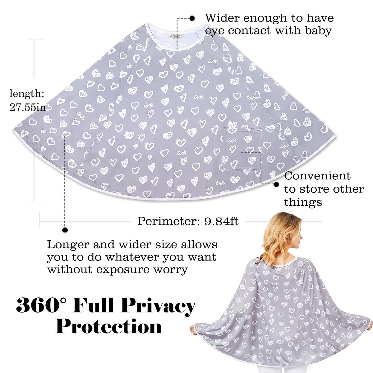 Baby Nursing Cover & Poncho - Multi-Use Privacy Cover for Baby Car Seat, Shopping Cart, Stroller