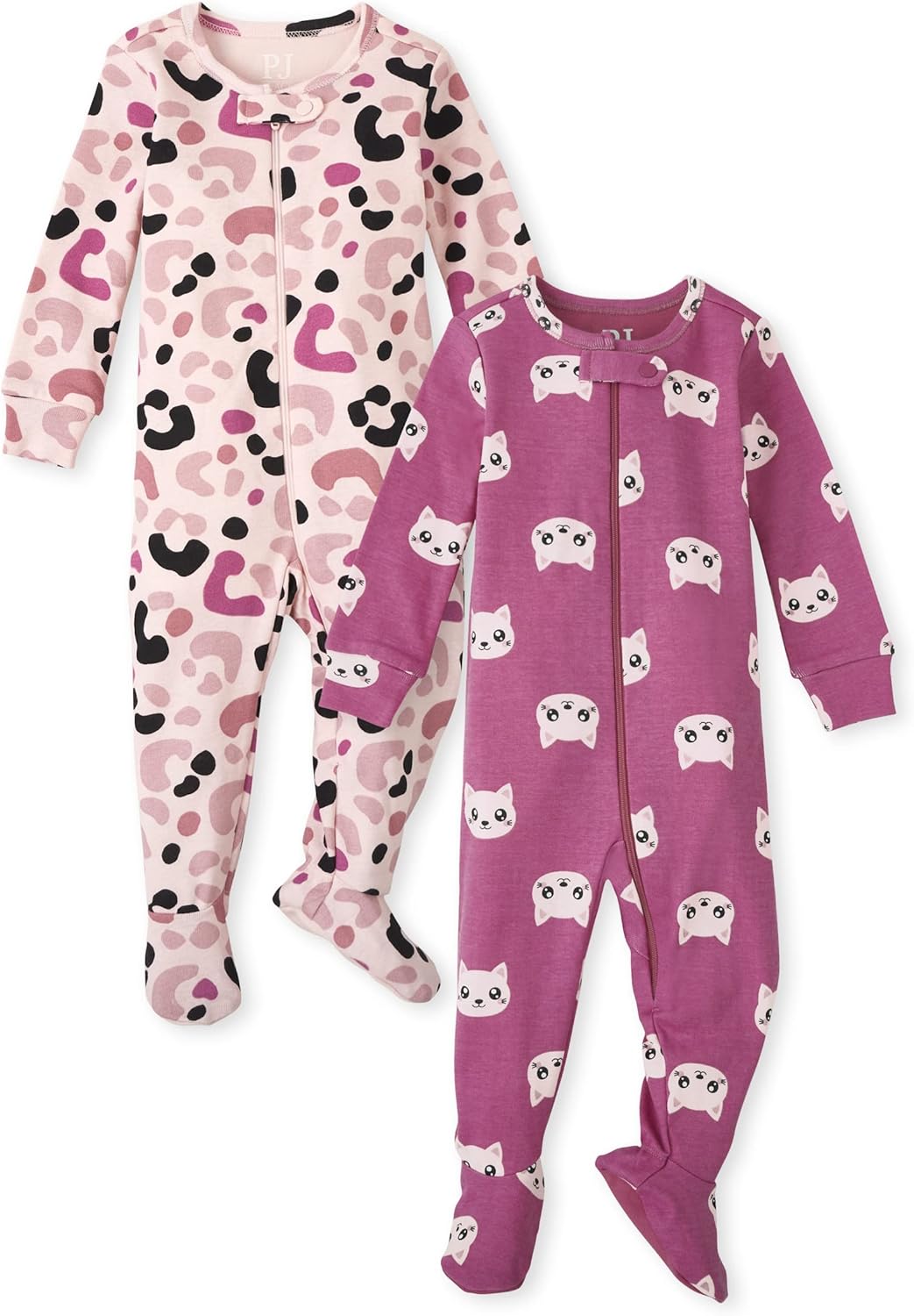 The Children's Place Baby Girl's and Toddler 100% Cotton Long Sleeve Zip Front One Piece Footed Pajamas,Sleep & Play