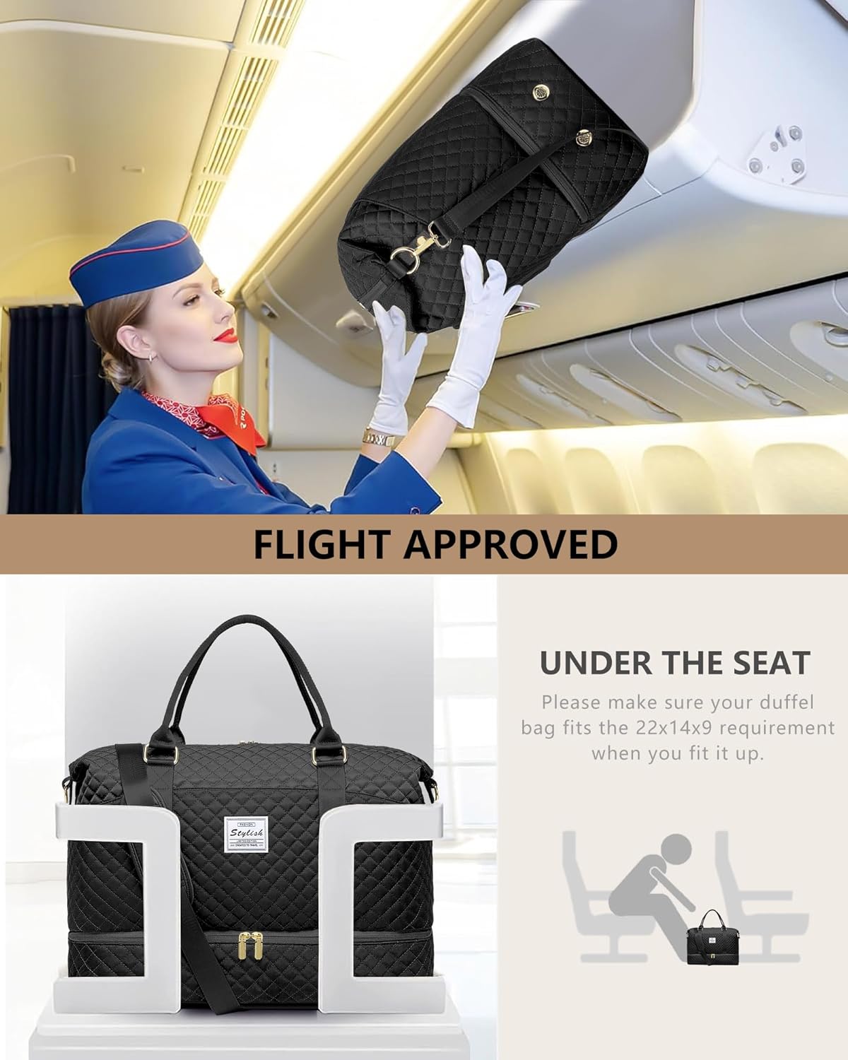 Weekender Tote Travel Duffle Bag - Carry on Bag with Toiletry Bag Overnight Bag with Shoe Compartment Gym Duffel Bag with Wet Pocket Mommy Hospital Bags for Labor and Delivery