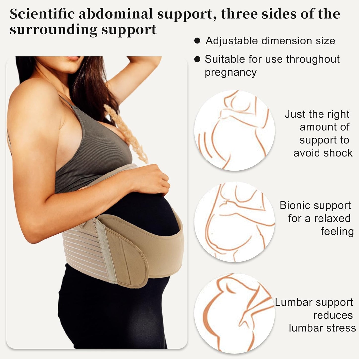 Pregnancy Belly Band, Breathable Belly Support Brace, Pregnancy Support Belt, Lightweight Abdominal Binder, for Abdomen, Flesh Color, XX-Large, 1 Set