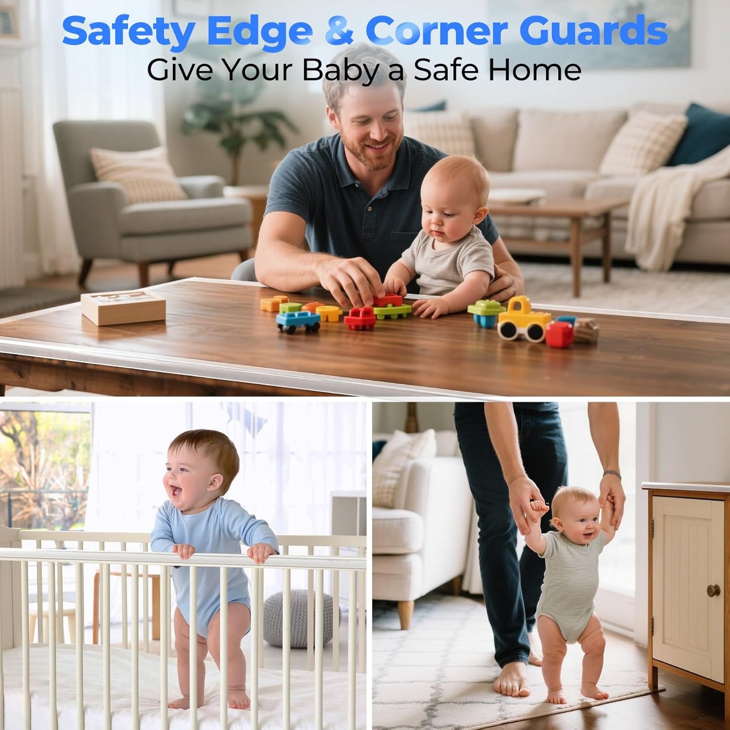 Edge Corner Protector Baby Proofing, Clear Soft Corner Protectors Baby Proof, Furniture Corner Guard & Edge Safety, Edge Protector for Table and Fireplace(19.6ft L*1.56inch W*0.14inch H)