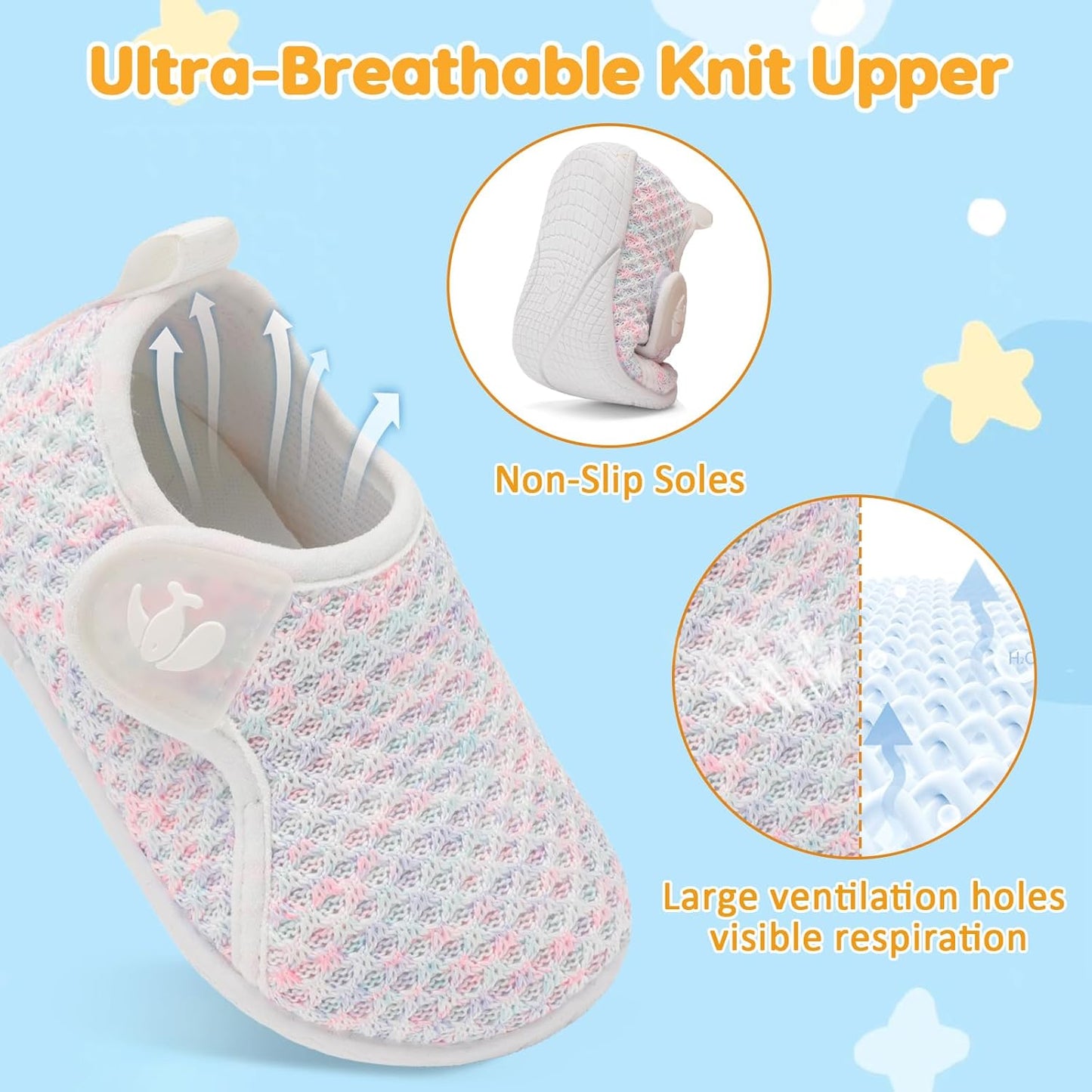 FEETCITY Toddler Walking Shoes Slip On Toddler Shoes Boys Girls Kids Sports Sneakers Casual School Shoes Barefoot Shoes