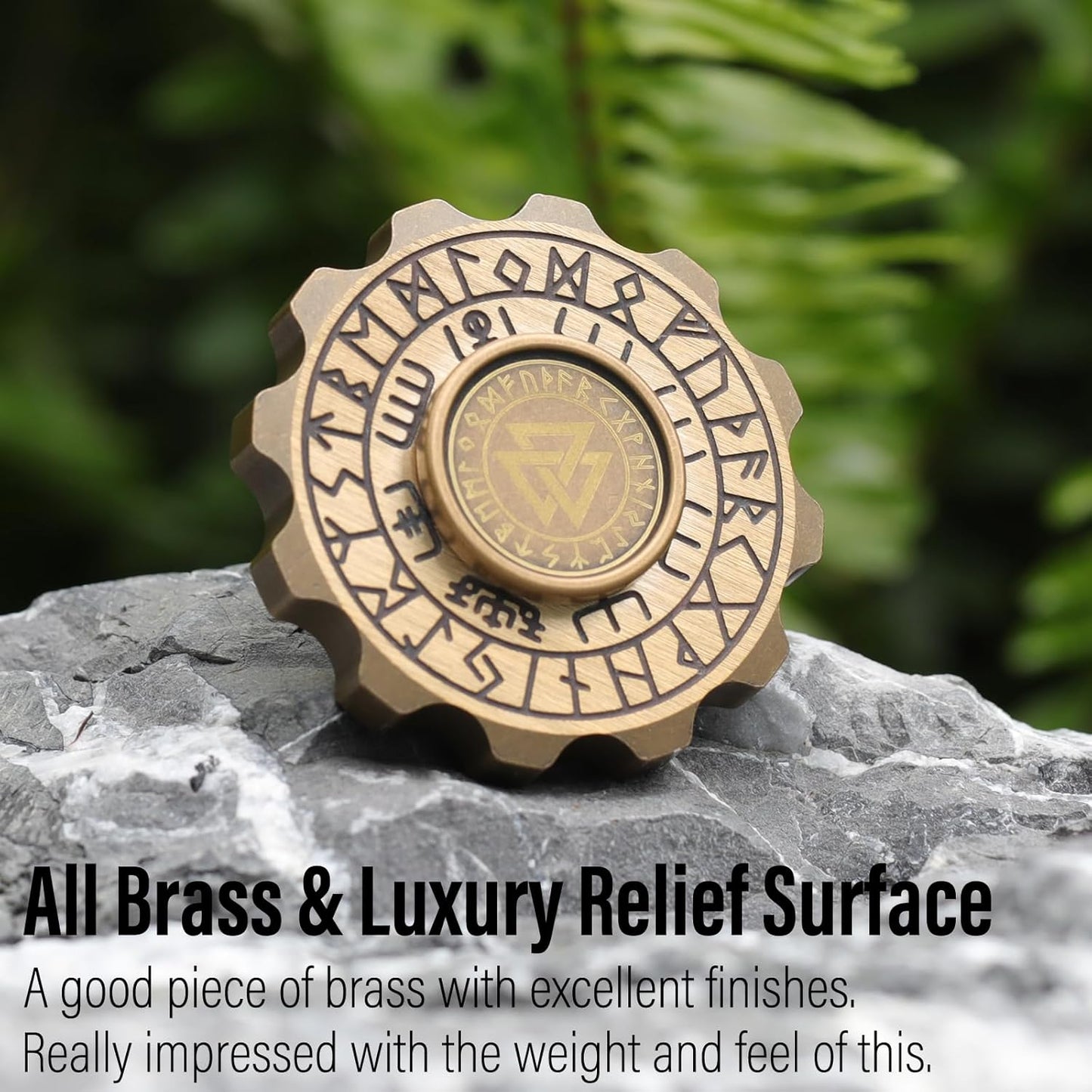 FREELOVE Metal Fidget Spinner, Viking Pirate Haptic Gyro, Heavy Copper Hand Spinning, Small Round Gear Fidget Block, Premium Steel Bearing Silent Long Spinning for Adults Anxiety Cool