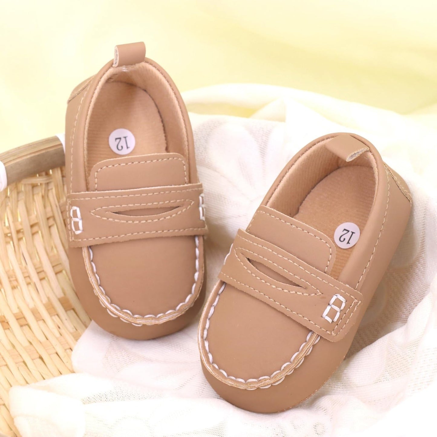 LONSOEN Baby Girls Boys Loafers Prewalker Dress Crib Shoes