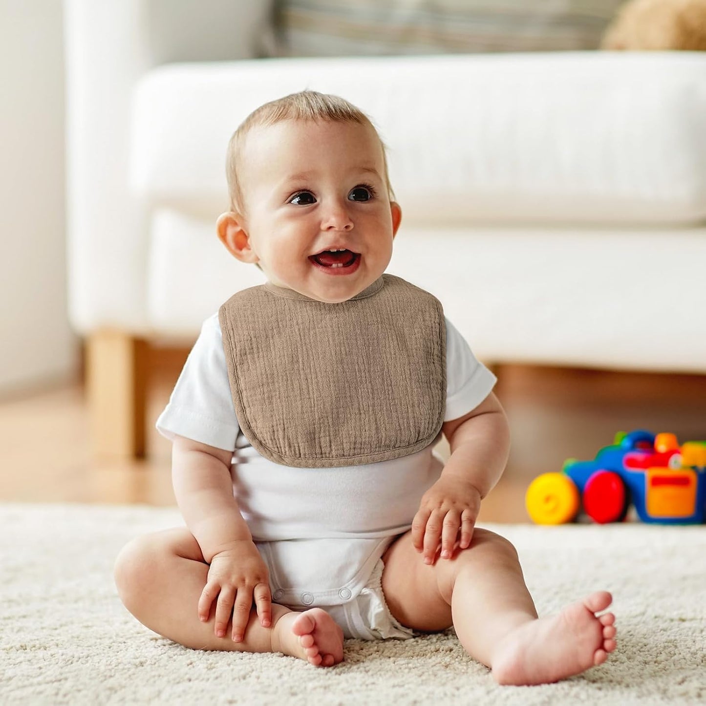 6-Pack Muslin Baby Bibs for Unisex Boys Girls, Cotton Baby Drool Bibs, Drooling and Teething Bibs for Infant