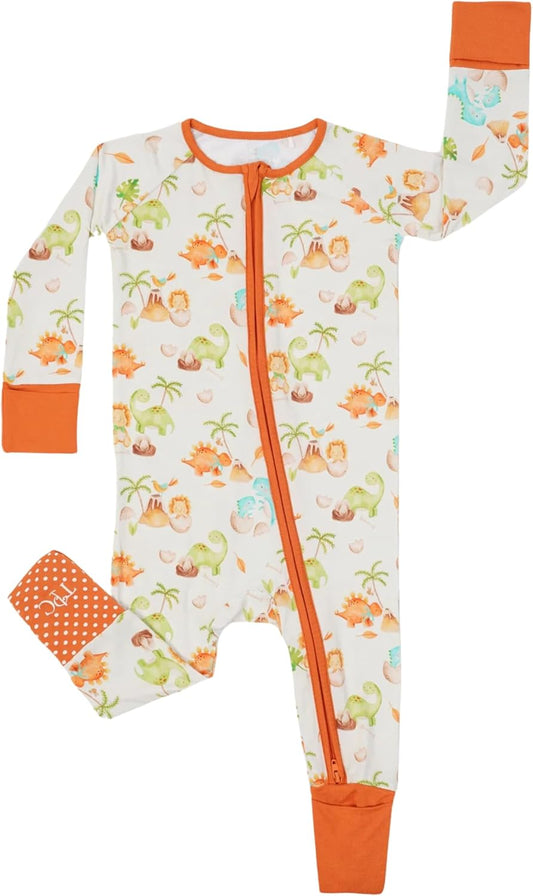 Baby Romper Long Sleeves for 3-24 Month Boys & Girls | 95% Bamboo Viscose Baby Rompers Two-Way Zipper Onesie