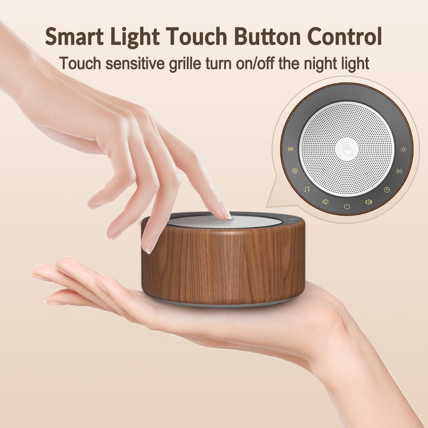 Nursery Lamp with Sound Machine, Mood Lighting, 7 Colors Night Light, 30 Soothing Sounds, White Noises for Baby, Adults. Timer, Plug in, Memory Function, Touch Control