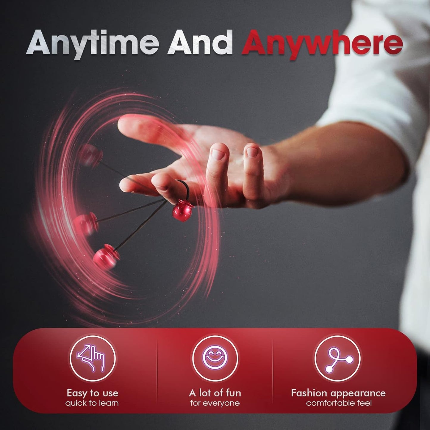 Begleri Fidget Beads - Worry Fidget Beads Spin & Bump - Made of Aluminum Alloy - for Men Women Youngs Skill Players Creates a Bit of Magic for You (UFO-Black Blue&White)