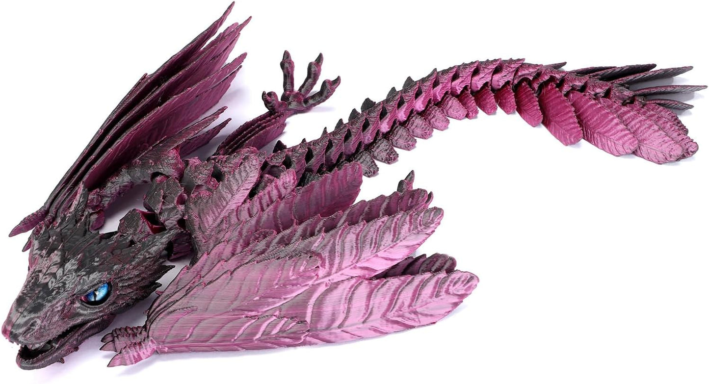 3D Printed Feathered Wyvern Dragon, 3D Printed Dragon with Wings,Adjustable Wings and Simulated Glasses Articulated Dragon Crab Toy, Desktop Pet Toy, Home Office Decor (Purple-2)
