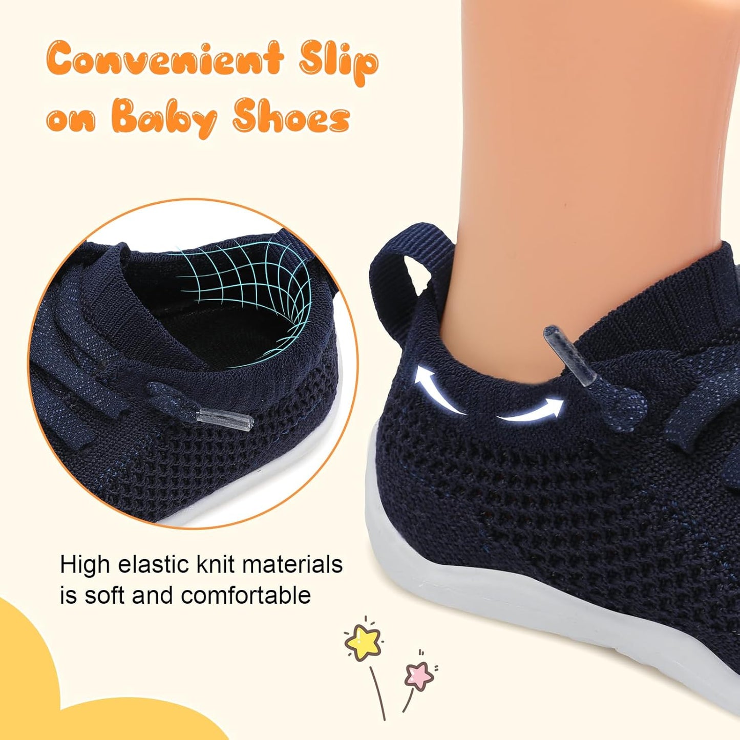 JIASUQI Baby Shoes for Toddler Boys Girls Sneakers Slip on Walking Shoes for Babies