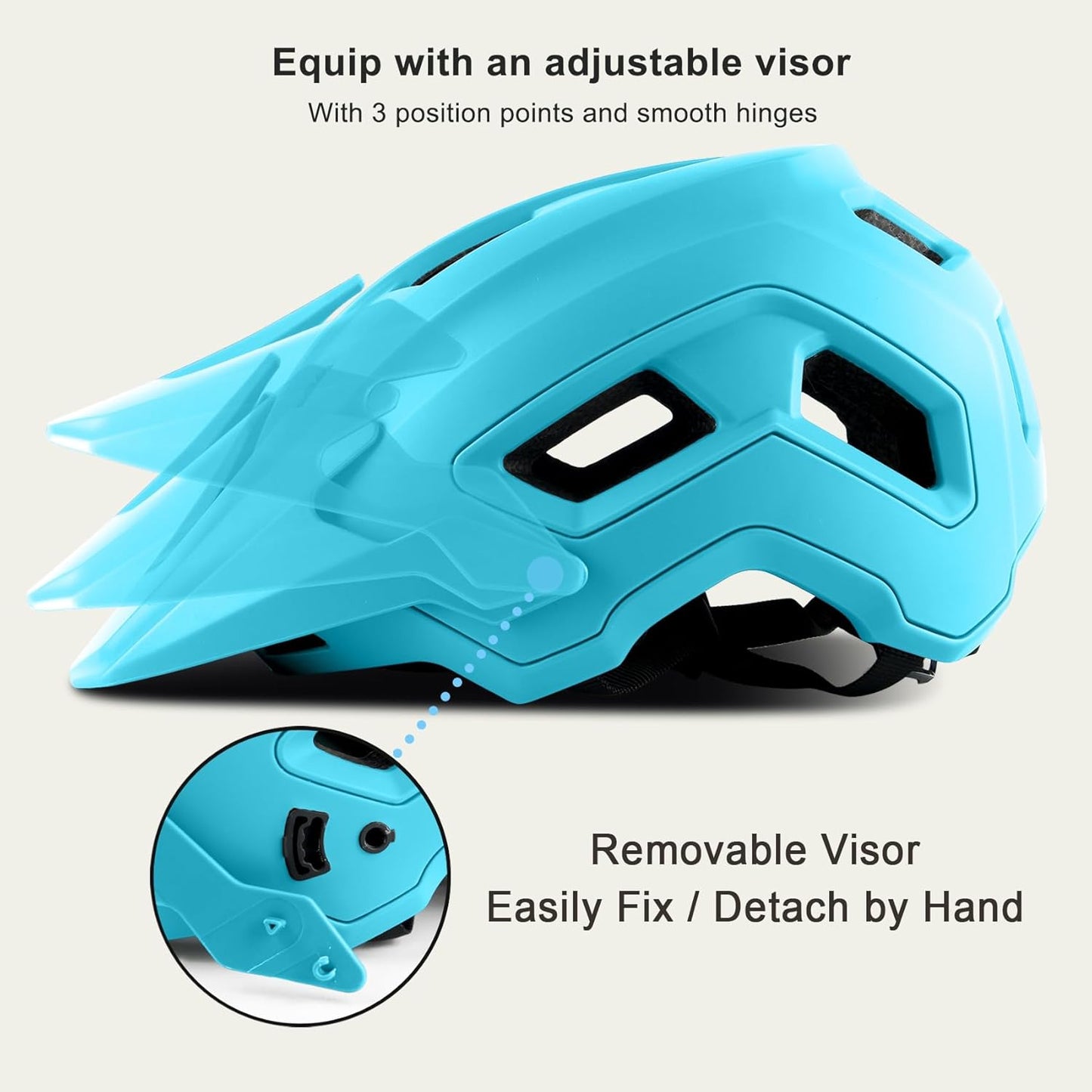 Bike Helmet for Adult & Youth, Lightweight MTB Helmet with Adjustable Visor for Mountain/Road Cycling, 2 Sizes for Men Women Boys Girls