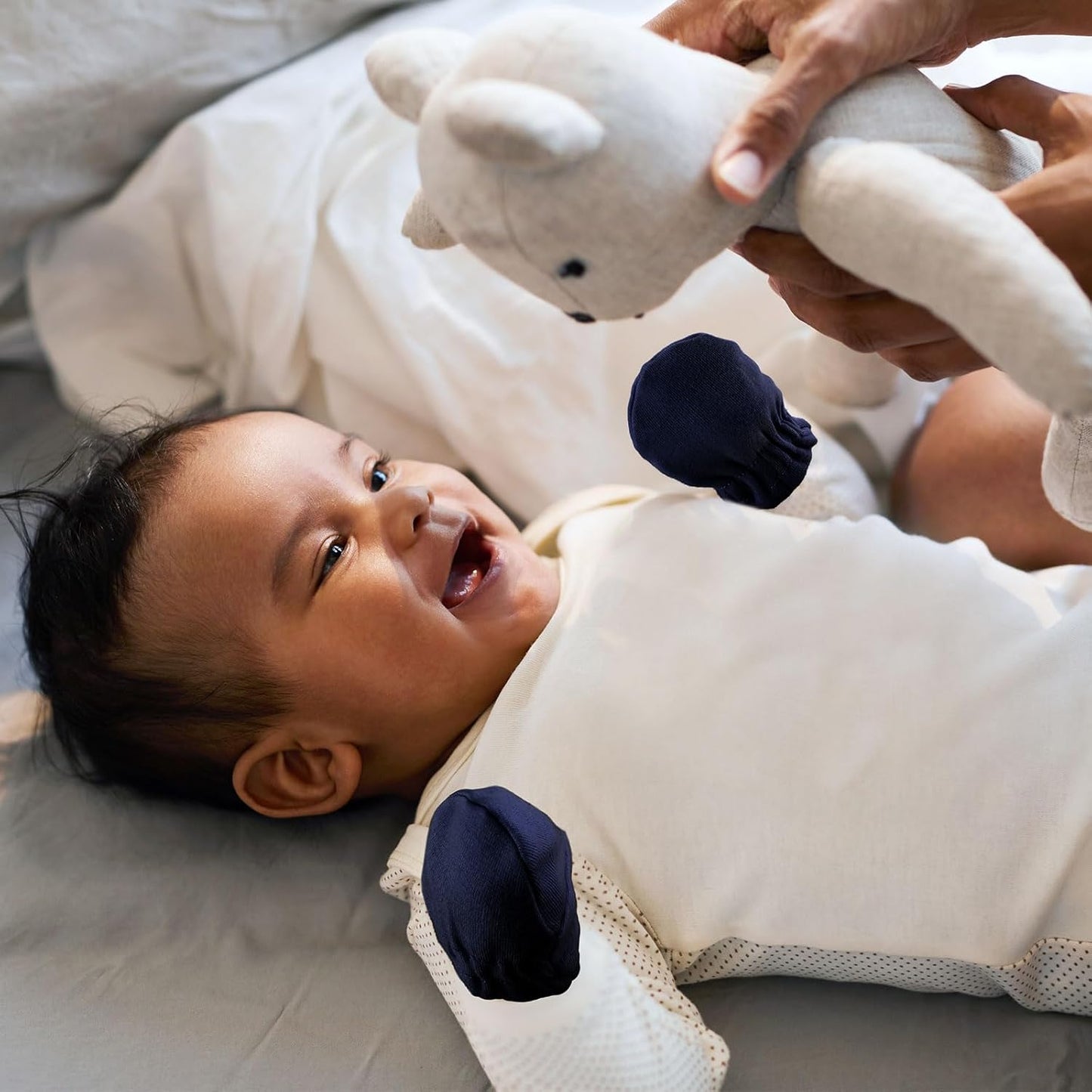 Newcotte Adjustable Baby Mittens No Scratch Newborn Cotton Breathable Gloves Warm Baby Mitts for Boys