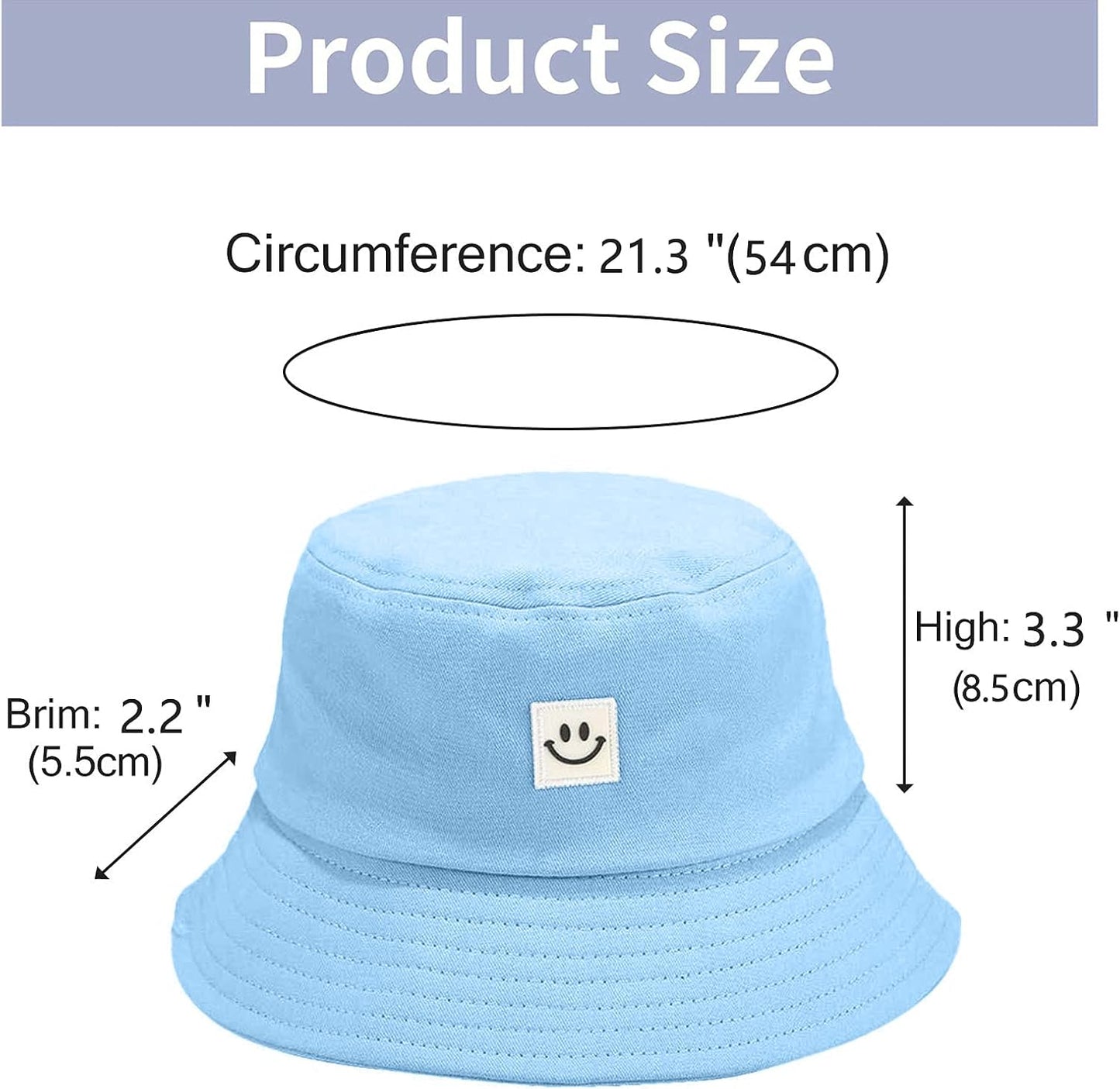 Kids Sun Hat Smile Face Bucket Hat for Girls Boys Summer Sun Protection Cotton Unisex Beach Cap