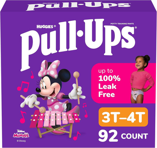 Pull-Ups Girls' Potty Training Pants, Size 3T-4T Training Underwear (32-40 lbs), 92 Count