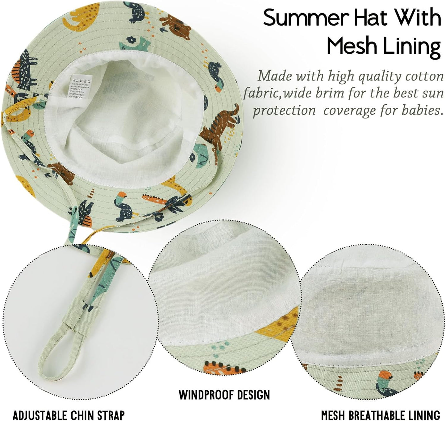 JANGANNSA Cotton Baby Sun Hat Infant Toddler Boys Girls Bucket Hats Summer Sun Protection Kids Beach Caps