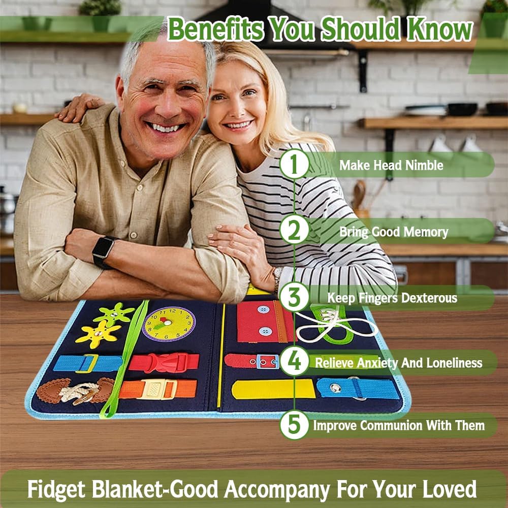 Busy Board, Fidget Blanket for Autistic Children and Adults, Sensory Blanket Montessori Toys for Toddlers, Busy Board for Preschool Educational Activities, Toy Gift for Boys and Girls