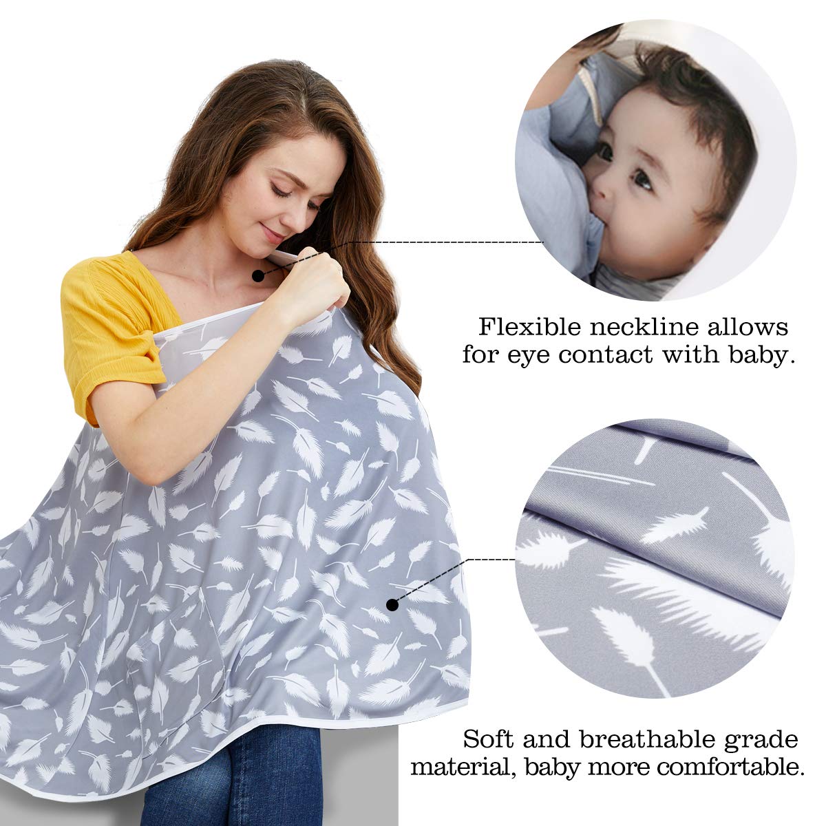 Baby Nursing Cover & Nursing Poncho - Multi Use Cover for Baby Car Seat Canopy, Shopping Cart Cover, Stroller Cover, 360° Full Privacy Breastfeeding Coverage, Baby Shower Gifts for Boy&Girl