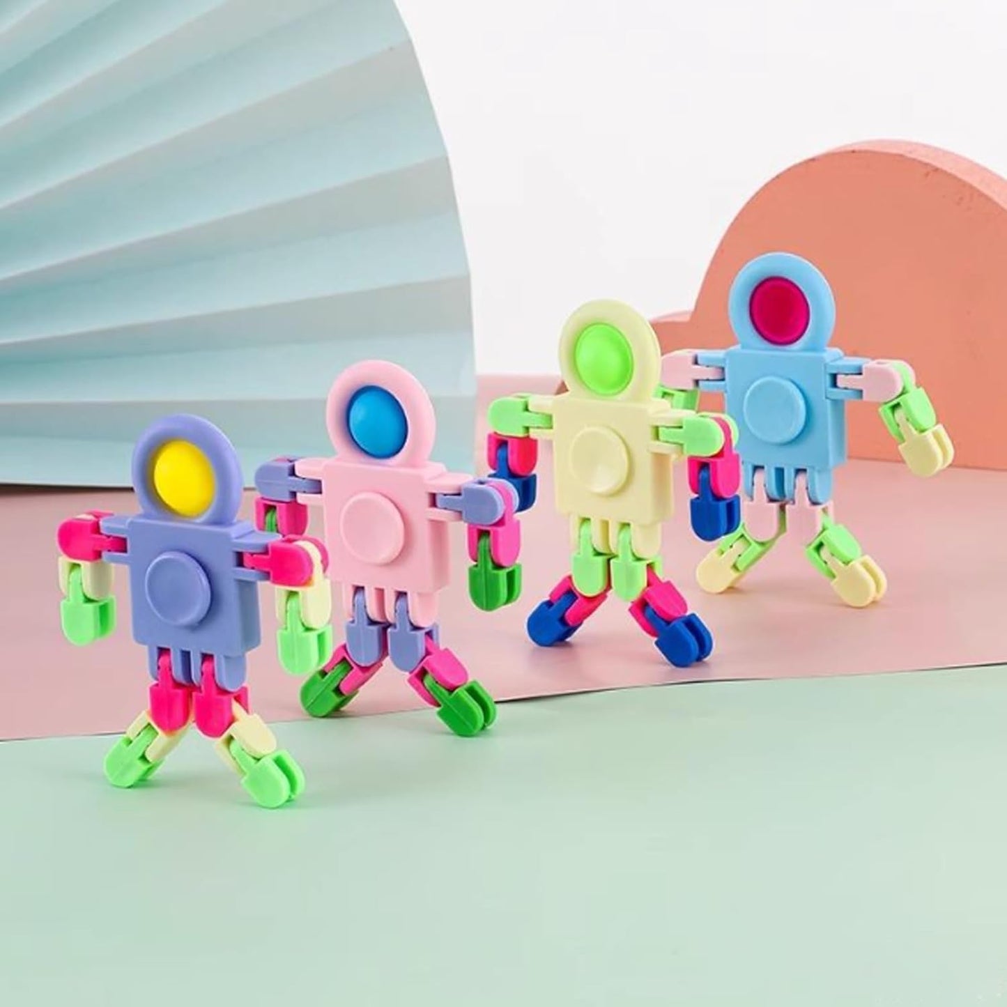 Fidget Spinners, Transformable Chain Robot Fingertip Toy, Gyro Fidget Sensory Toys, Stress Relief Fidget Toy for Kids Adult, Pinata Goodie Bag Stuffers Birthday School Gift (4 Pack)