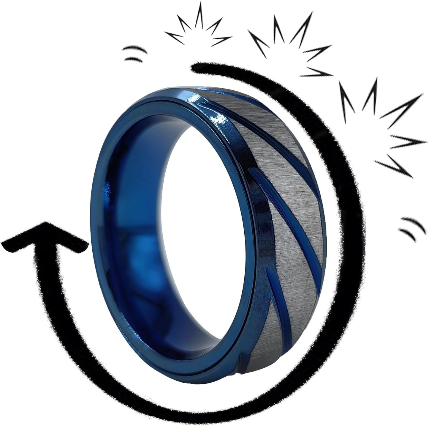 EDC Fidget Slider Fidget Toy Adult Stress Relief Metal Ratchet Ring Jewelry ADHD Recreational Fidget Toy Tactile Coin (Blue, 13)