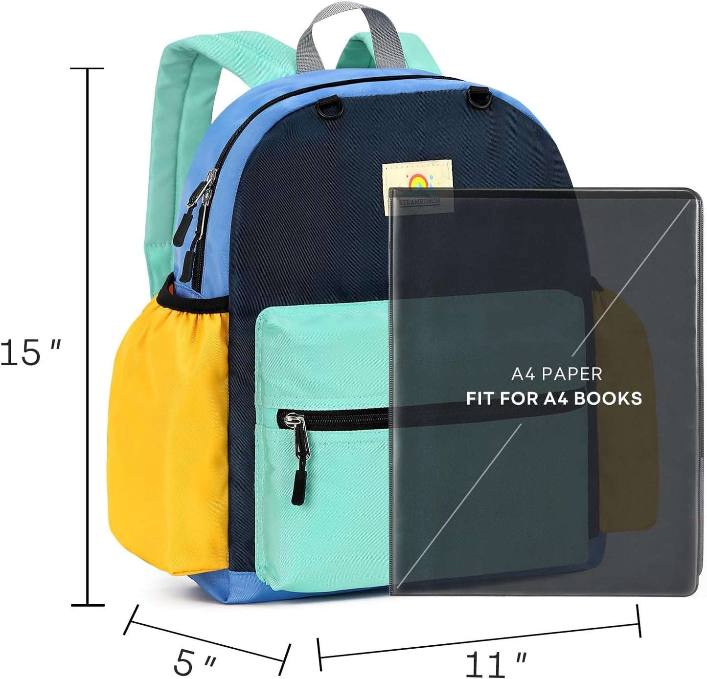 STEAMEDBUN Kids Backpack for Boys 4-6: Boys Backpacks for Elementary - 15 inch Backpack for Kindergarten