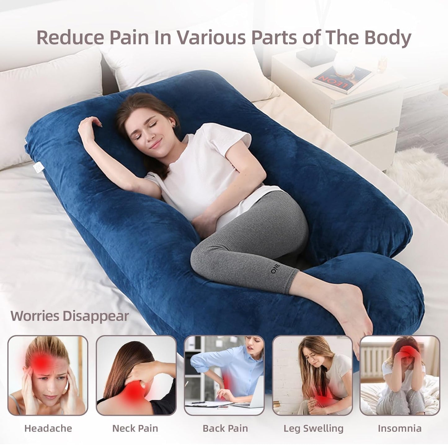 60 Inch Full Body Pregnancy Pillows for Sleeping Cooling Pregnancy Pillow,U Shaped Pregnancy Body Pillow,Maternity Pillows for Pregnant Women with Removable Washable Velvet Cover.(Blue)