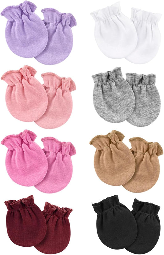Newborn Baby Mittens No Scratch Cotton Elastic Wrist Gloves Infant Toddler Mittens for Baby Boy Girl 0-6 Months