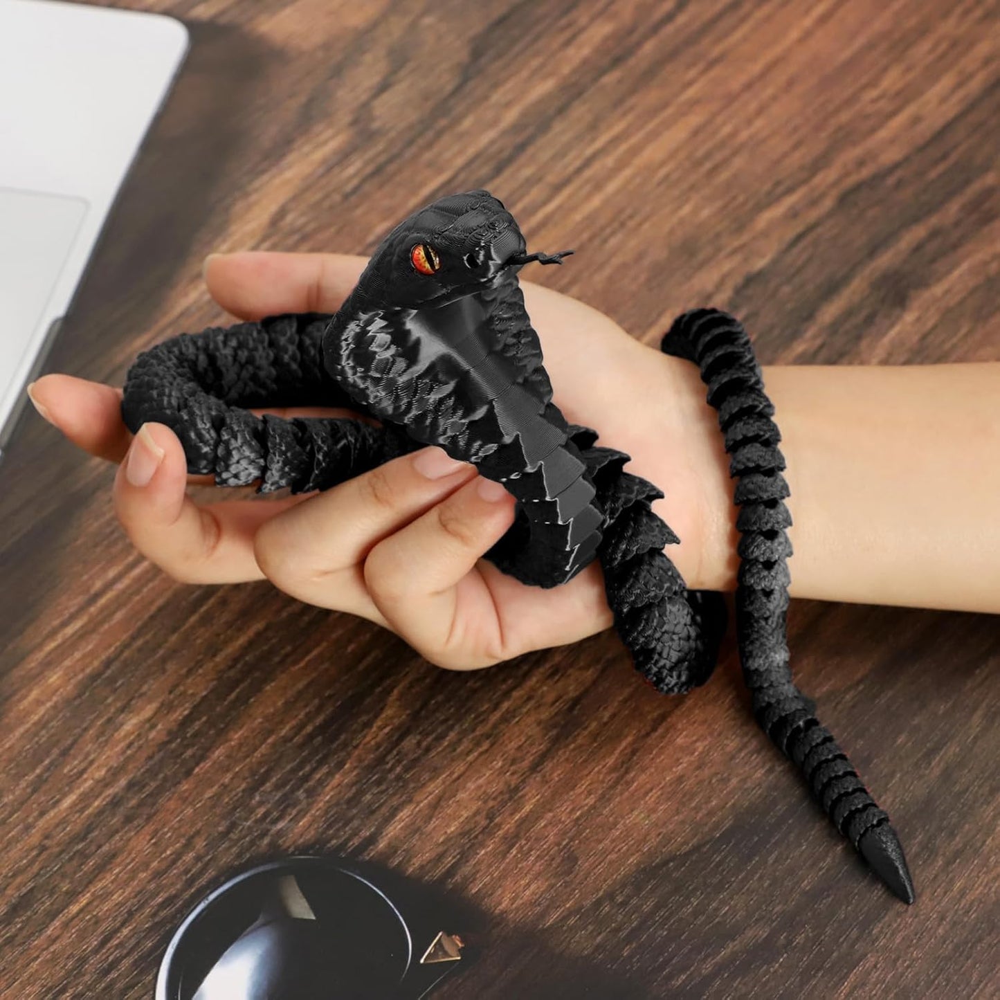 25" 3D Printed Snake, 3D Printed Fidget Animals,3D Crystal Snake Flexible Joints Home Decor Executive Desk Toys,Home Office Decor Executive Desk Toys for Autism/ADHD