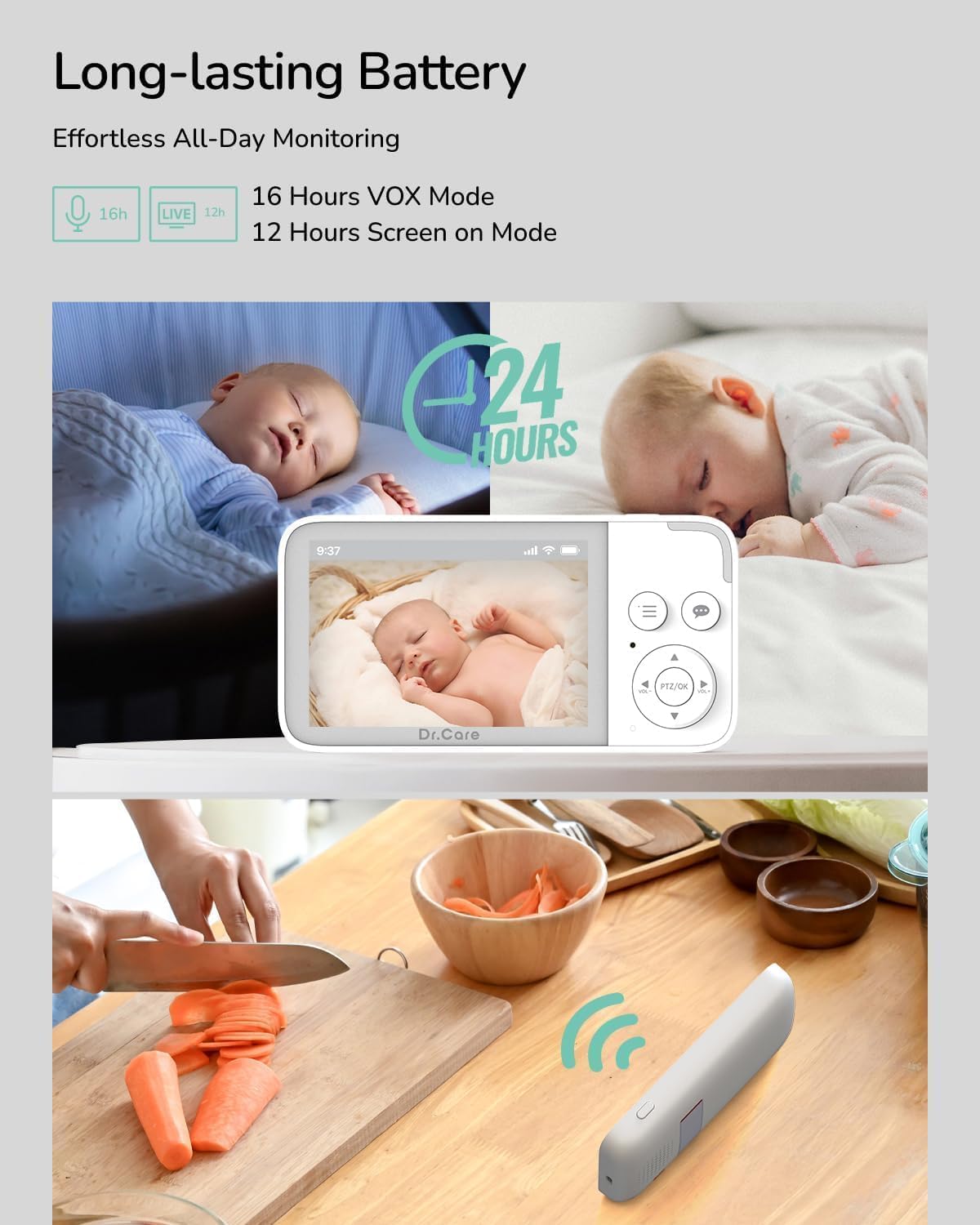 NeoView Video Baby Monitor with 2 Cameras-3.5” Screen, 2-Way Audio, Video Loop Recording, Night Vision, Real-Time/VOX Monitoring, Temperature Sensor, Lullabies, No Wi-Fi(Supports Up to 128GB)