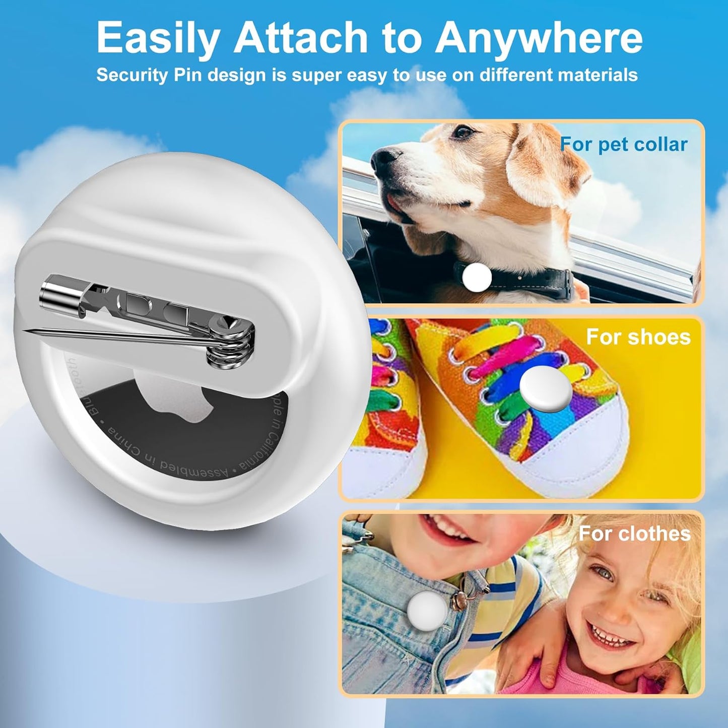 Tracker Holder for AirTag with Pin, Safe Hidden Lightweight GPS Tracker for Kids Compatible with Apple Air Tags for Child, Elderly, Pets Collar, Shoes (Midnight Blue, 1 Pack)