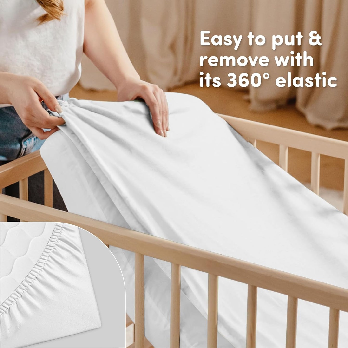 Sweety Fox 2-Pack Crib Sheets - Soft Jersey Cotton Fitted Sheets for Boys and Girls, Mini Crib Sheets, Toddler Bed Sheets (White/Pink)