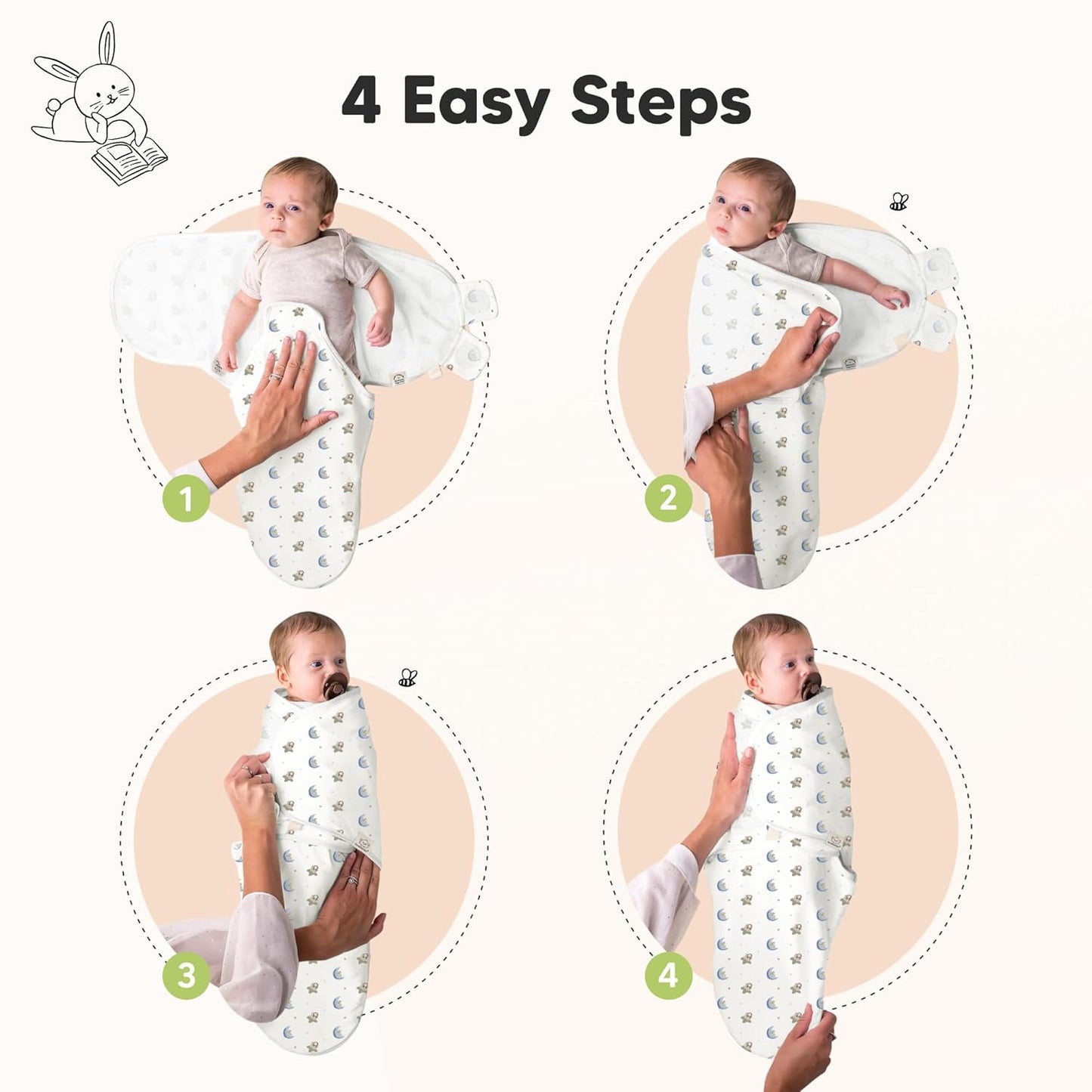 3-Pack Organic Baby Swaddle Sleep Sacks - Swaddles for Newborns, Infant 0-3 Months, Baby Girls, Boys, Soft & Snug Newborn Sleep Sack, Nursery Swaddling Blankets (Cosmo)