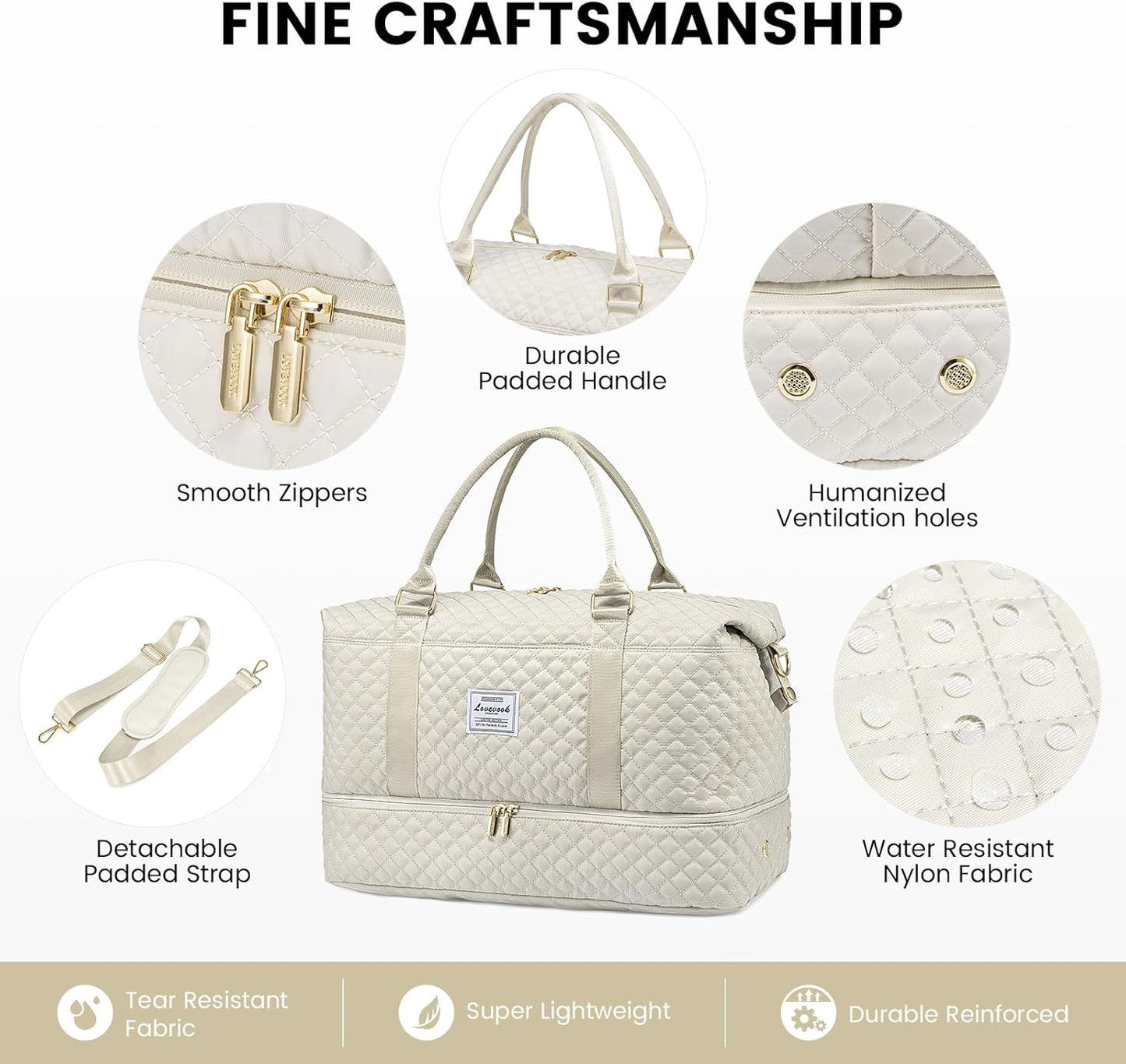 LOVEVOOK Travel Duffle Bag,Weekender Bags for Women with Shoe Compartment，Carry on Overnight Bag with Toiletry Bag,Gym Duffel Bag with Wet Pocket, Hospital Bags for Labor and Delivery