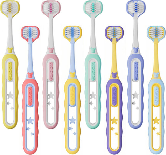 EASICUTI Soft Toddler Toothbrushes, Efficient 3 Sided Toothbrush, Baby Toothbrush 12 Months and up, Infant Tooth brush, Toddler Training Tooth brush for Ages 1-8 Years, Cleans All Sides-8 Pack, Patent
