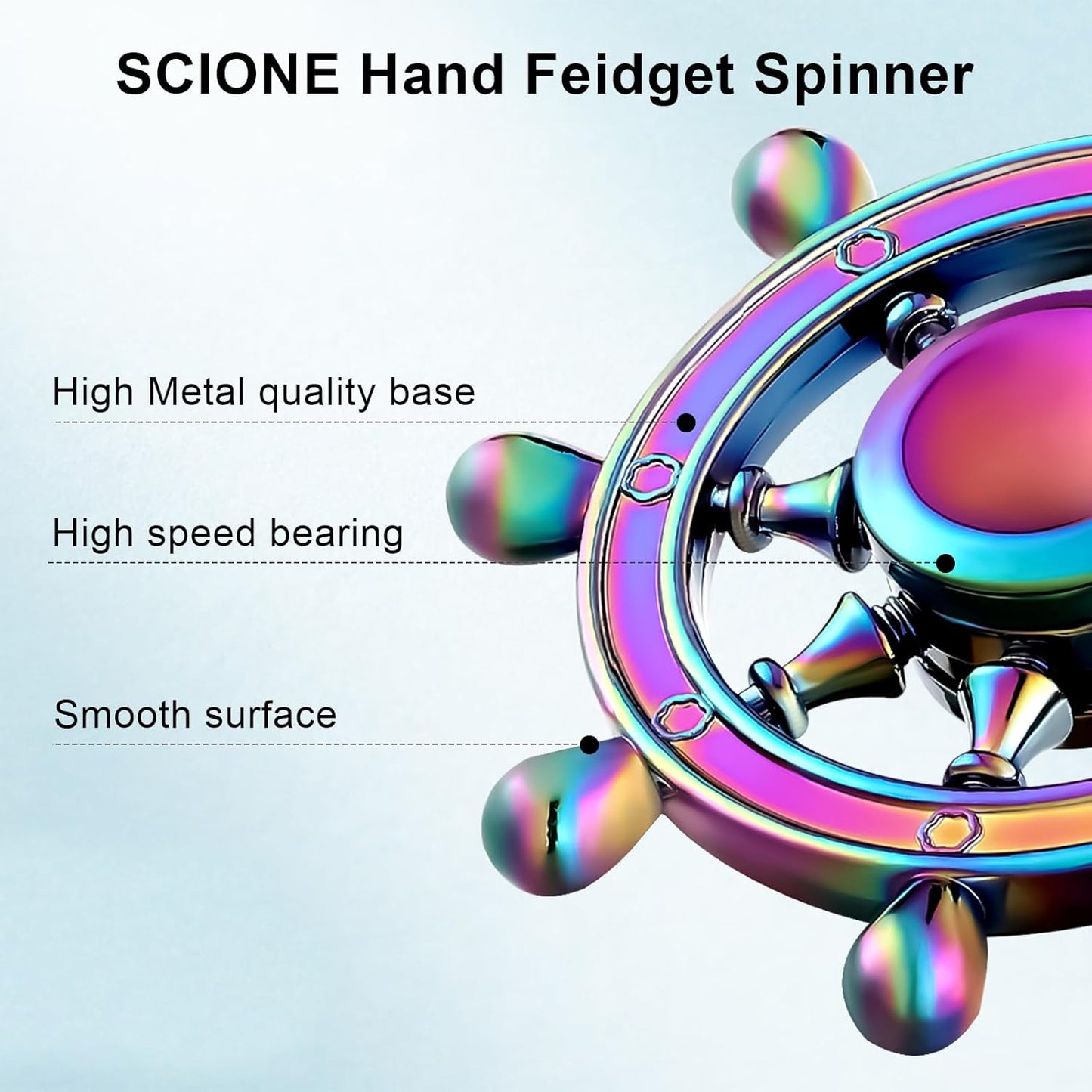 SCIONE Metal Fidget Spinner Gifts for Adults and Kids, Stress Anxiety ADHD Relief Figets Toy, Metal Anti-Anxiety Fidget Spinner Toy for Birthday Gifts Stocking Stuffers Classroom Prizes for Boys Girls