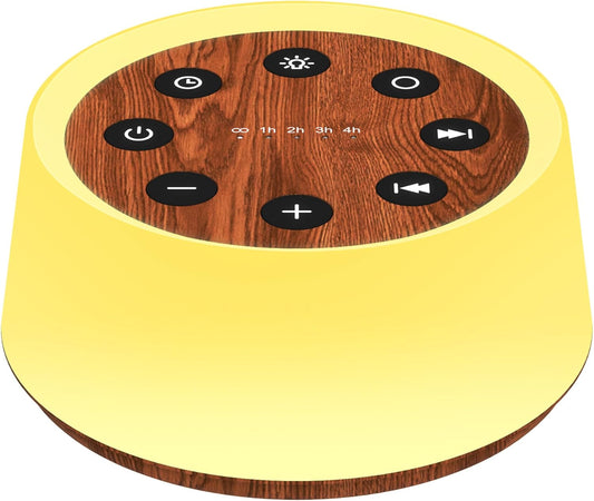 ColorsNoise Sound Machine and White Noise Machine with 30 Soothing Sounds with 12 Colors Baby Night Light with Memory Function (T-Wood)