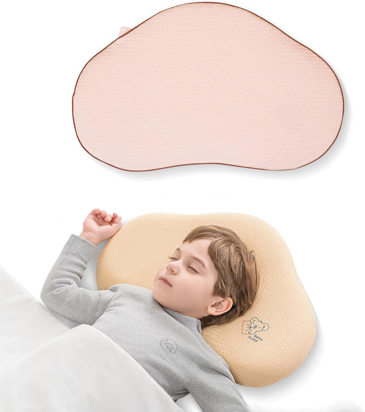 Reidio 1pc Toddler Silicone Pillow Breathable Toddler Pillow with Removable Cotton Pillowcase Kids Pillows for Sleeping Machine Washable (Rose, H2)