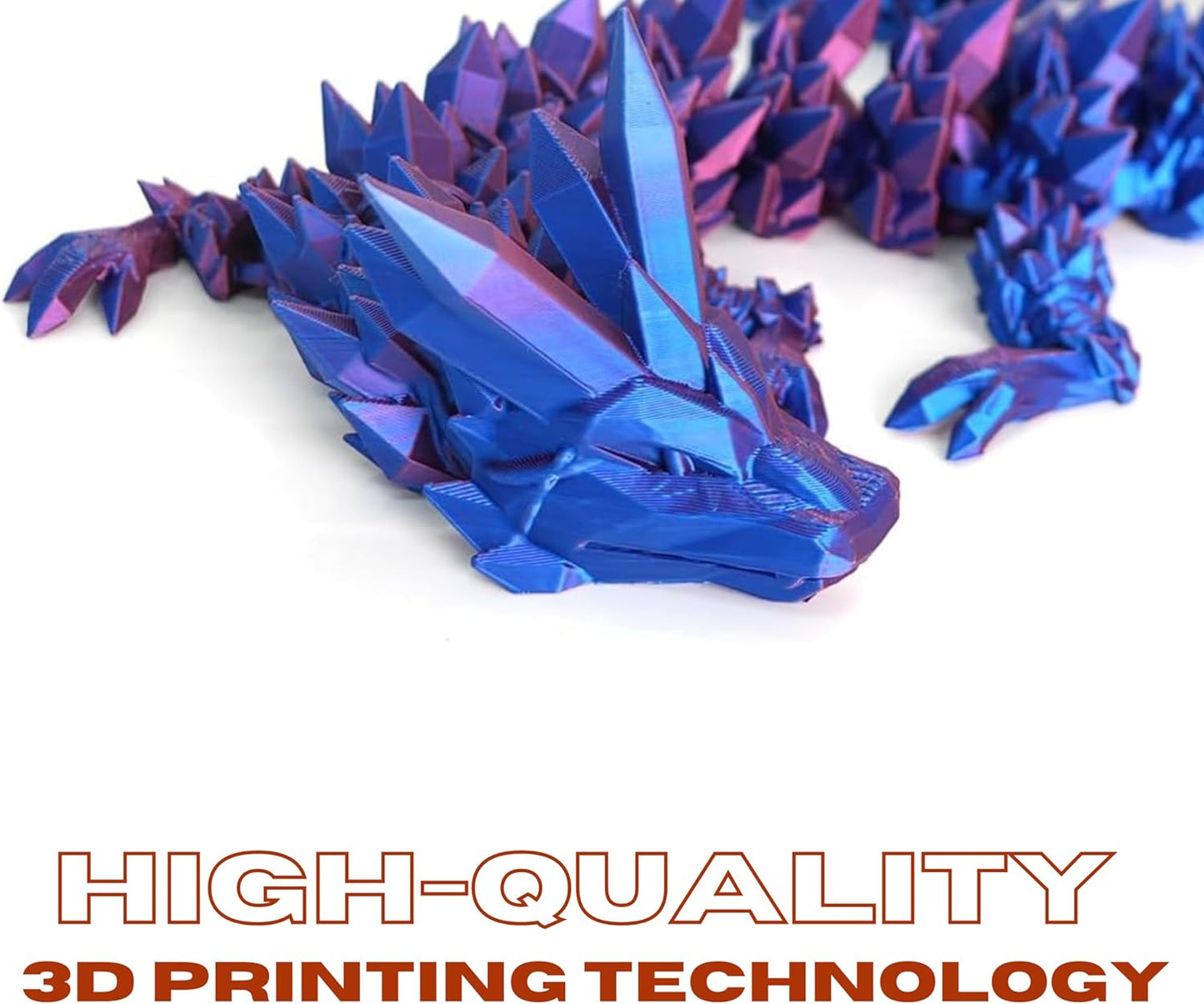 3D Printed Dragon Fidget Toy, Full Articulated Dragon Crystal Dragon, Home Office Decor Executive Desk Toys, Fidget Toys for ADHD (Color 2)