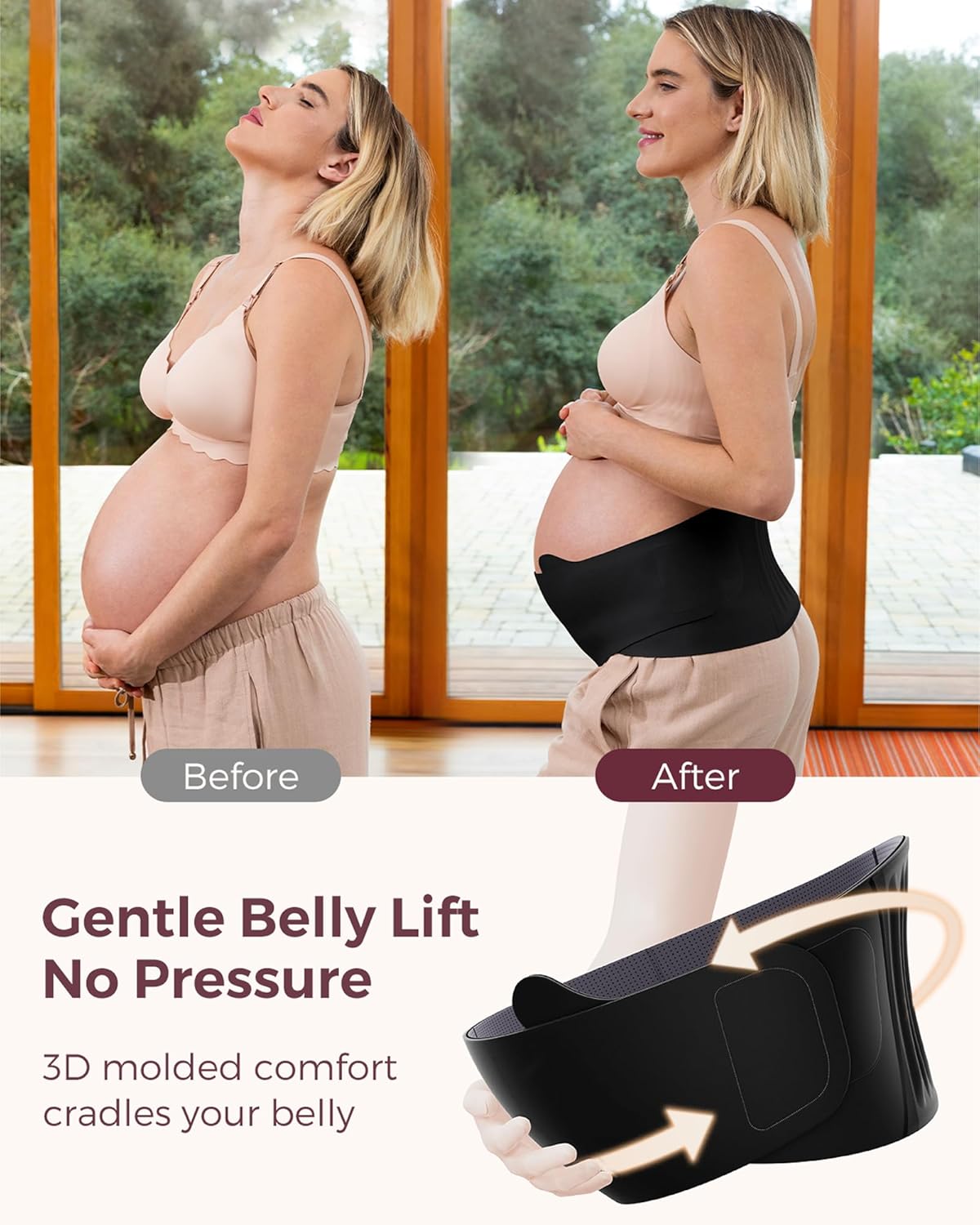 Momcozy Belly Bands for Pregnant Women, One-Piece & Portable Pregnancy Belly Band with Ergonest Back Support & Breathable Fabric – Adjustable Maternity Belt for Small/Round/High-Carrying Belly