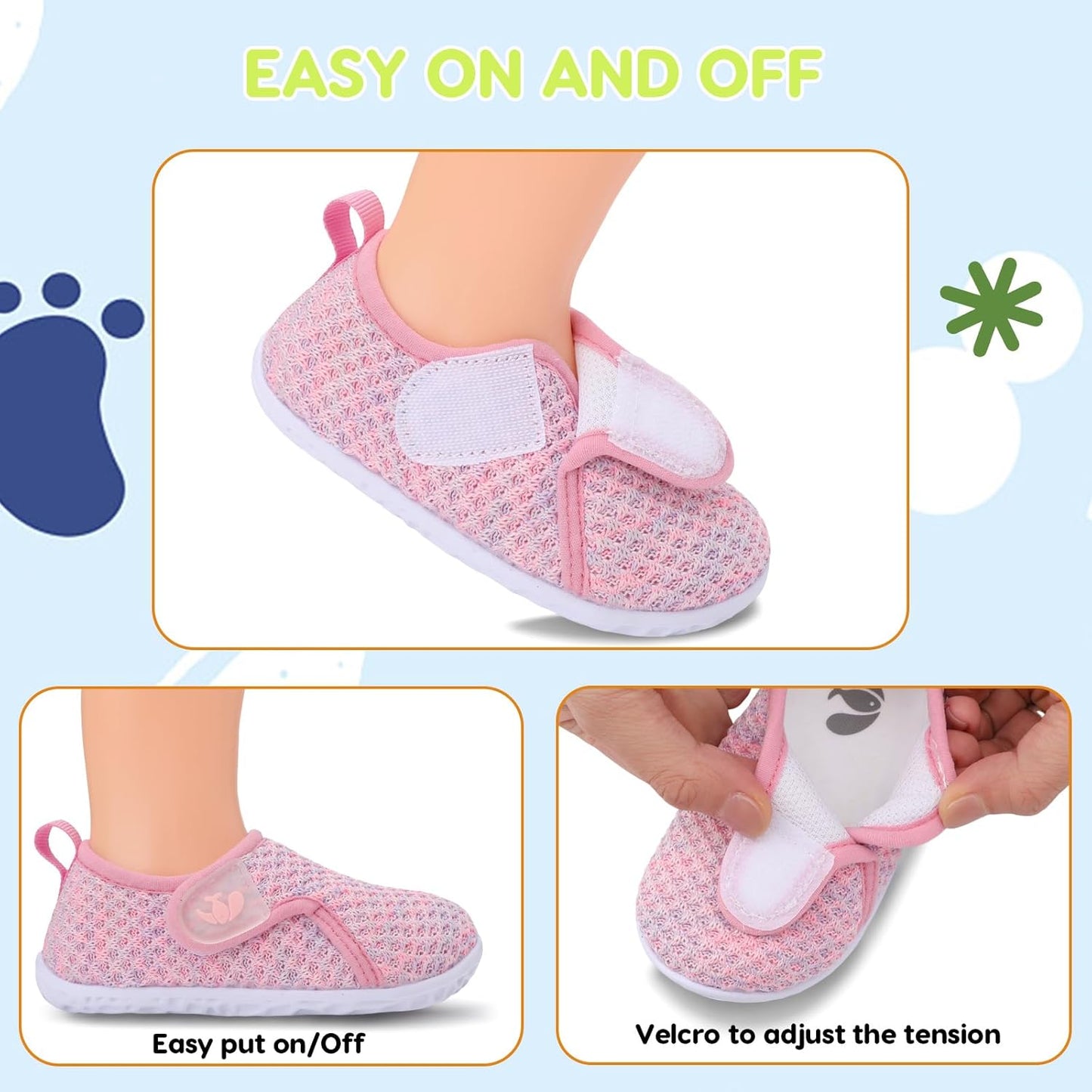 FEETCITY Baby Boys Girls First Walking Shoes Infant Sneakers Crib Shoes Breathable Lightweight Slip On Shoes