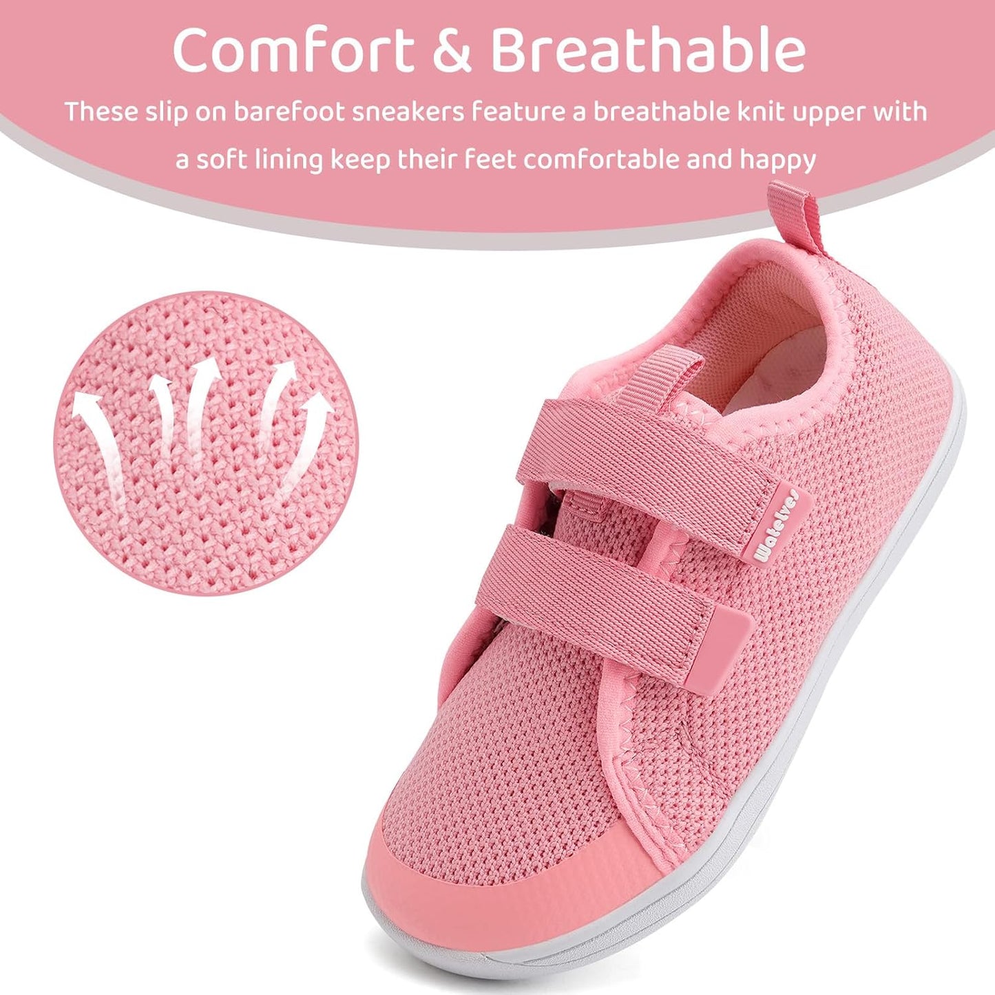 WateLves Toddler Little Kids Wide Barefoot Shoes The First Walking Shoes Girls Boys Breathable Zero Drop Minimalist Sneakers with Wide Toe Box Natural to Grow