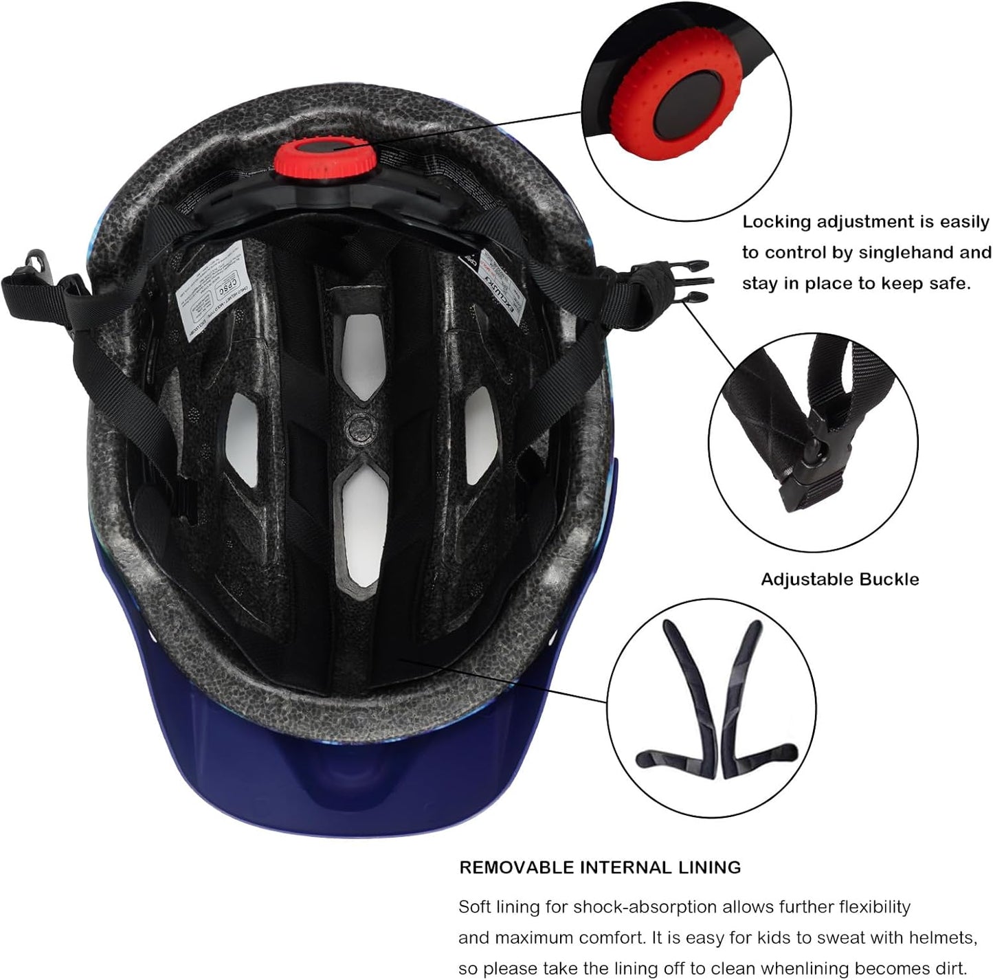 Kids Helmet, Exclusky Kids Bike Helmet Adjustable Safety Lightweight Children Bicycle Helmet for Kids Skating Cycling Scooter Boys and Girls Bicycle Helmets Ages 5-8-14