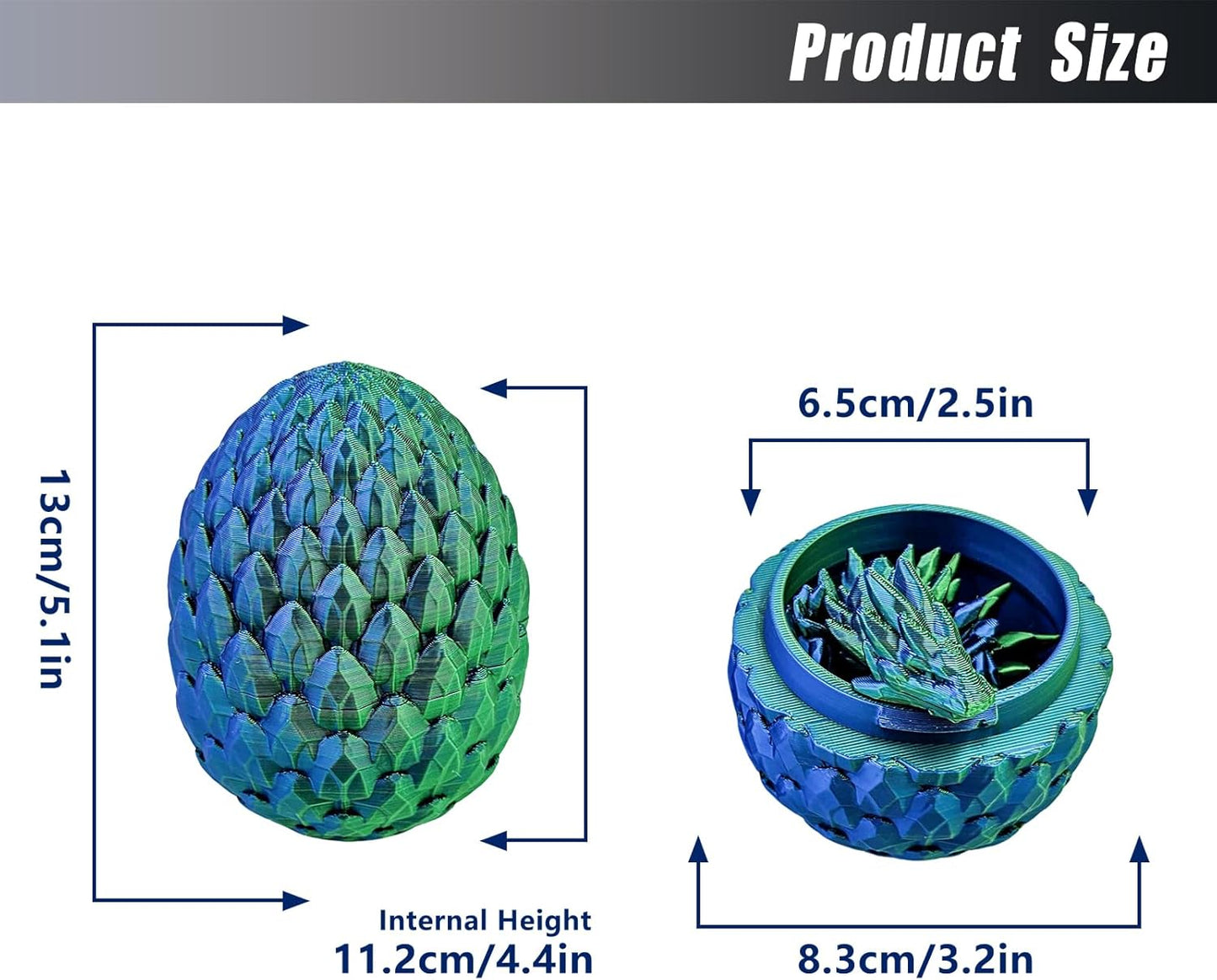 Easter Dragon Eggs 3D Printed Dragon Egg with Dragon Inside Articulated Crystal Dragon Fidget Toy Mystery Easter Suprise Home Office Decor Executive Desk Toys