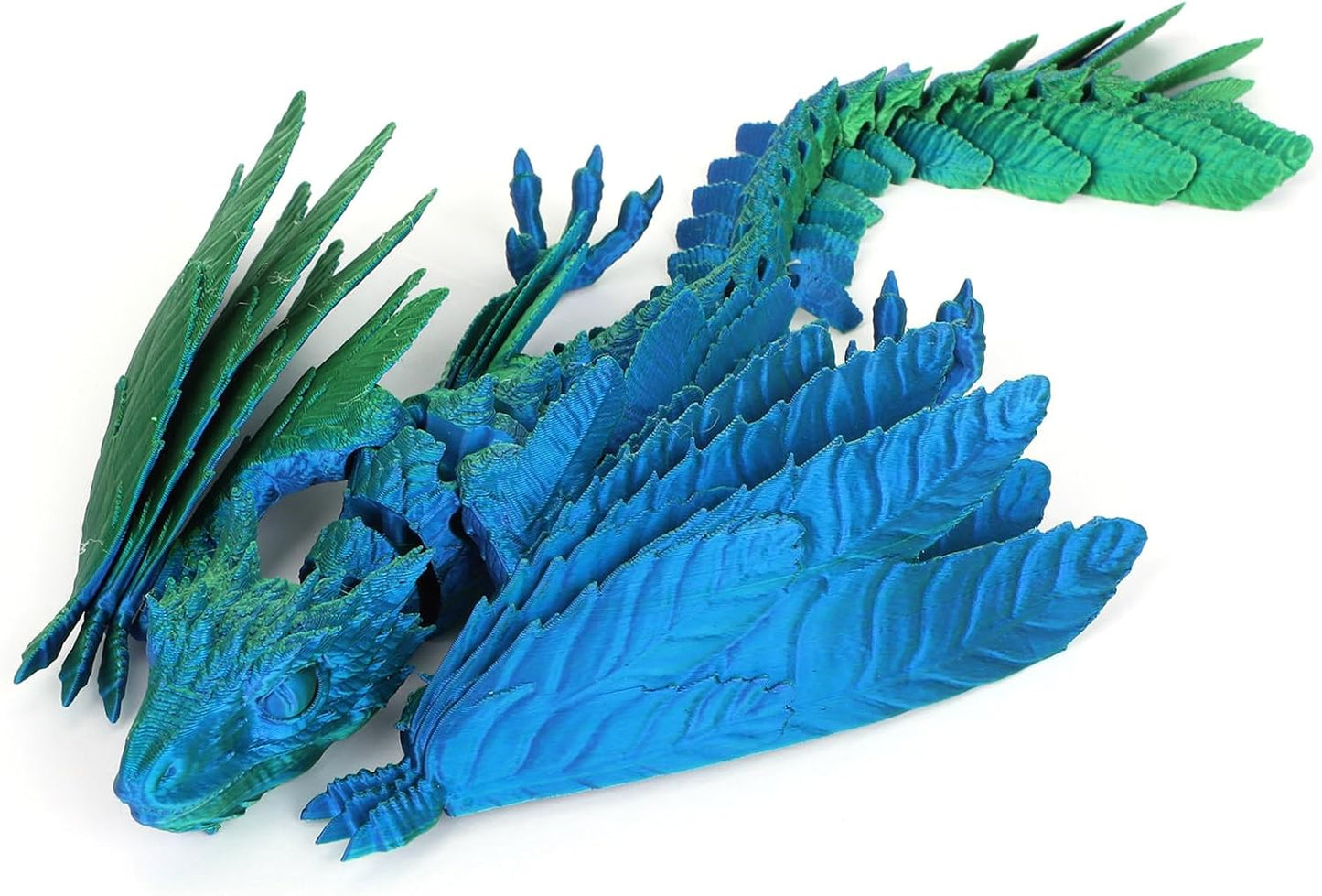 12" 3D Printed Animals,Feathered Wyvern Dragon 3D Printed Dragon with Wings, Adjustable Wings Articulated Dragon, Crystal Dragon Fidget Toy Surprise