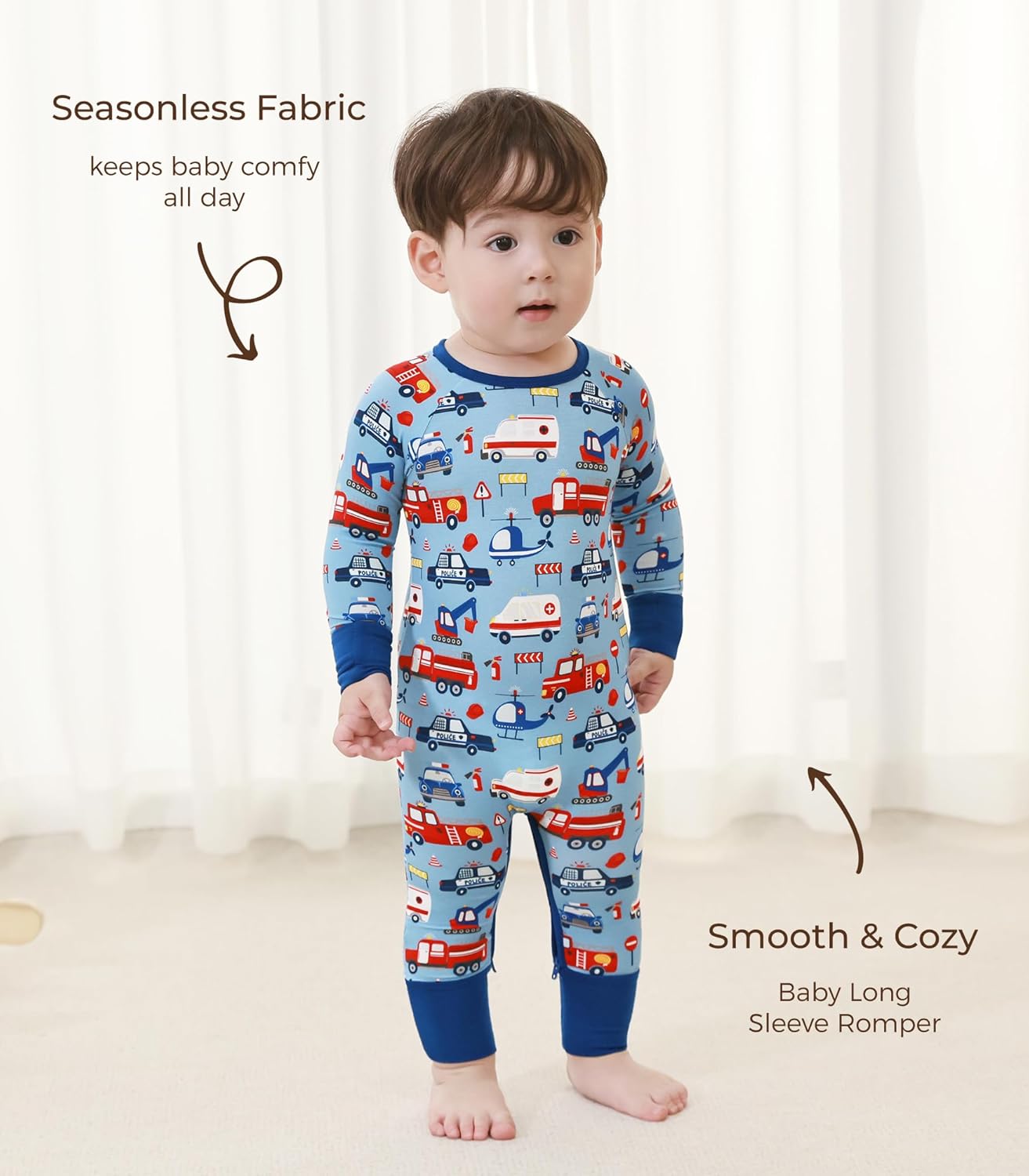 Baby Boys Girls Romper Long Sleeve Jumpsuits Infant Unisex One-Piece Bamboo Viscose Zipper Mitten Rompers