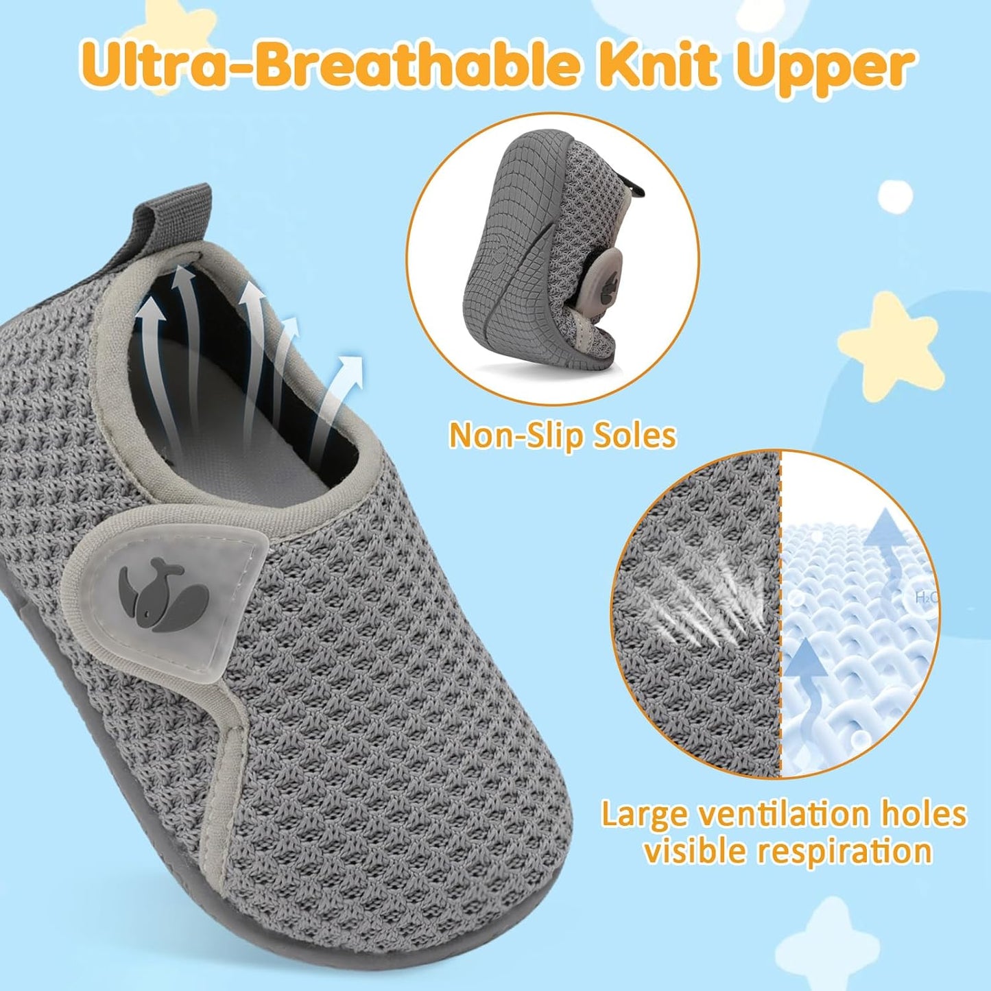 FEETCITY Toddler Walking Shoes Slip On Toddler Shoes Boys Girls Kids Sports Sneakers Casual School Shoes Barefoot Shoes