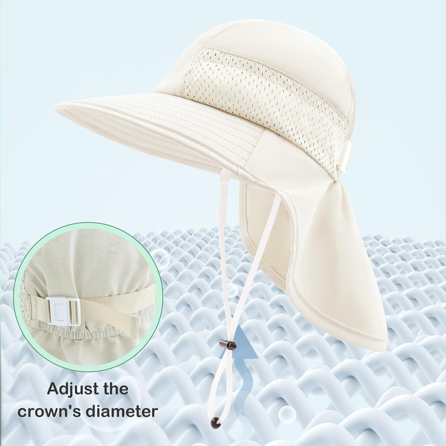 XIAOHAWANG Girls Sun Hat Baby Beach Hats Boys UPF 50+ Kids Summer Protection Cap Toddler Breathable Caps Wide Brim Neck Flap