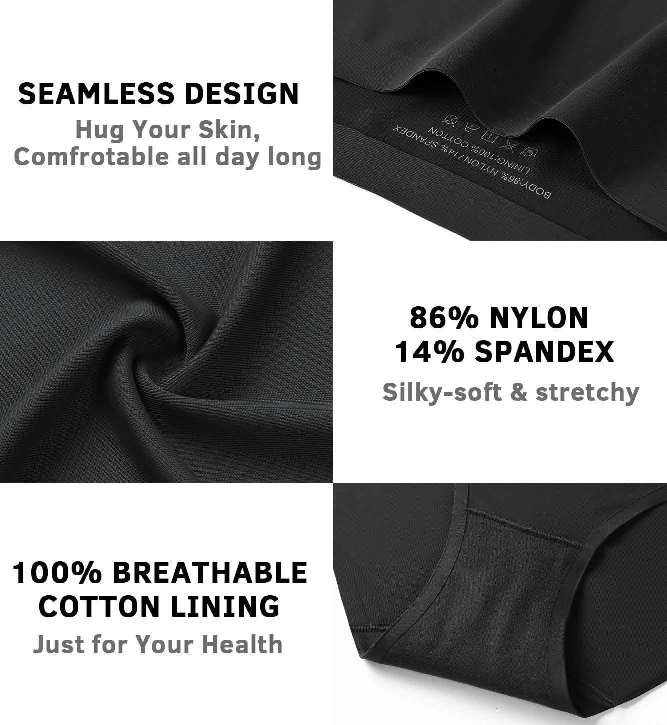 Wealurre Seamless Underwear for Women No Show Panties Soft Stretch Hipster Bikini Underwears 5-Pack