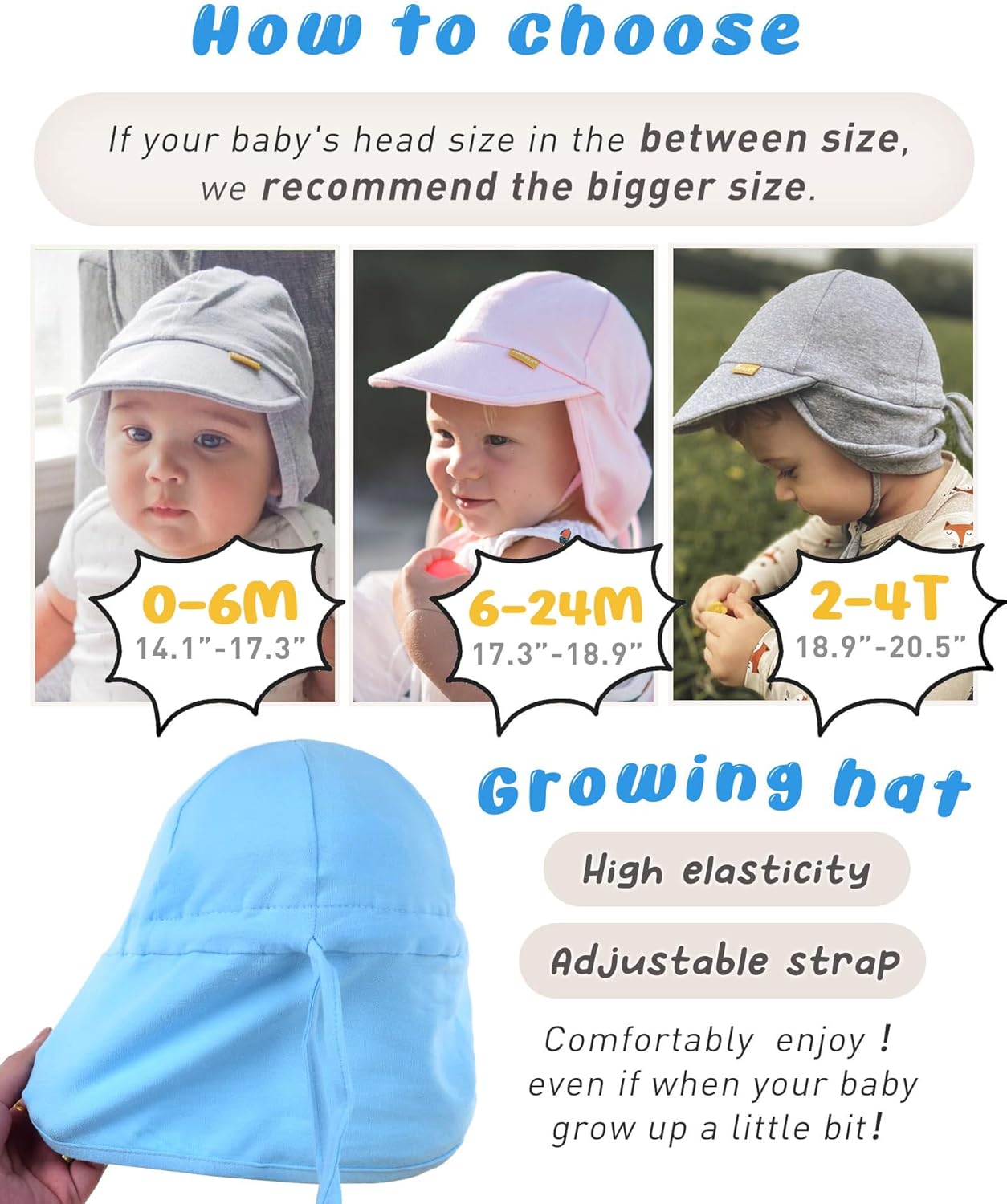 FURTALK Baby Sun Hat UPF 50+ UV Ray Sun Protection Cotton Toddler Hats for Boys Girls