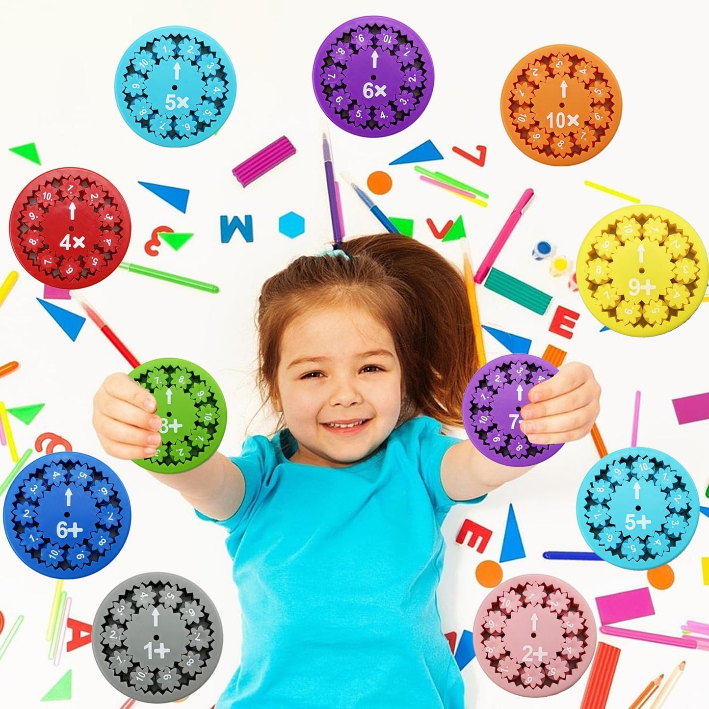 Math Fidget Spinners, Educational Math Fact Fidget Spinners, Learn Division & Multiplication Fidget Toys for Kids Adults for Stimmers & Fidgeters (Add Or Subtract 9pcs)